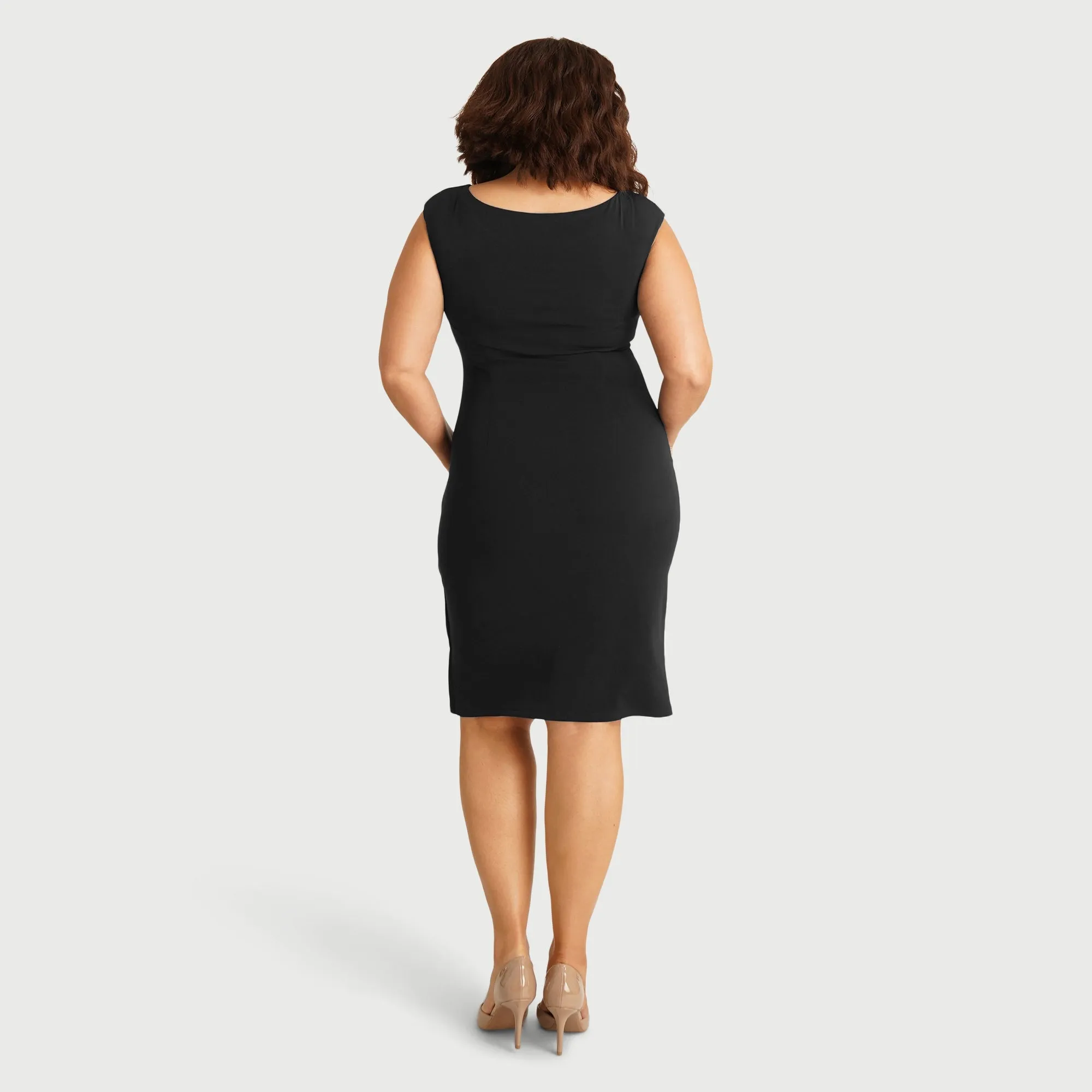 Lisa Rhinestone Detail Bar Black Faux Wrap Dress sold by connected apparel product image thumbnail 3