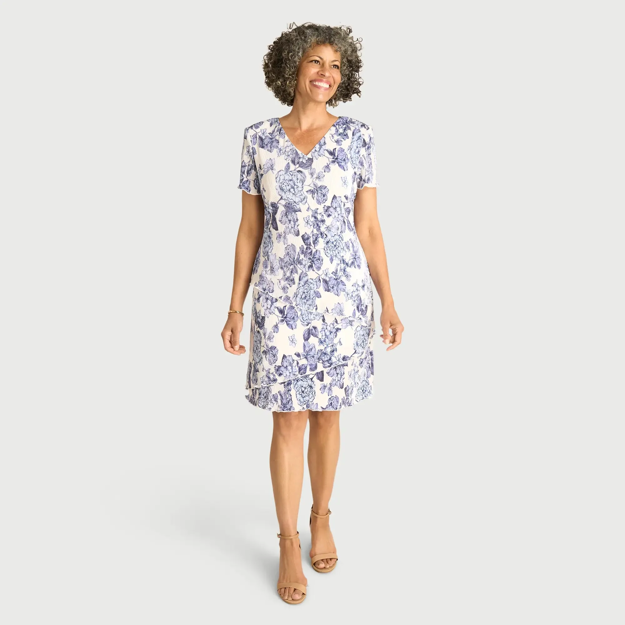 Penny Blue Floral Bodre Sheath Dress sold by connected apparel product image thumbnail 2