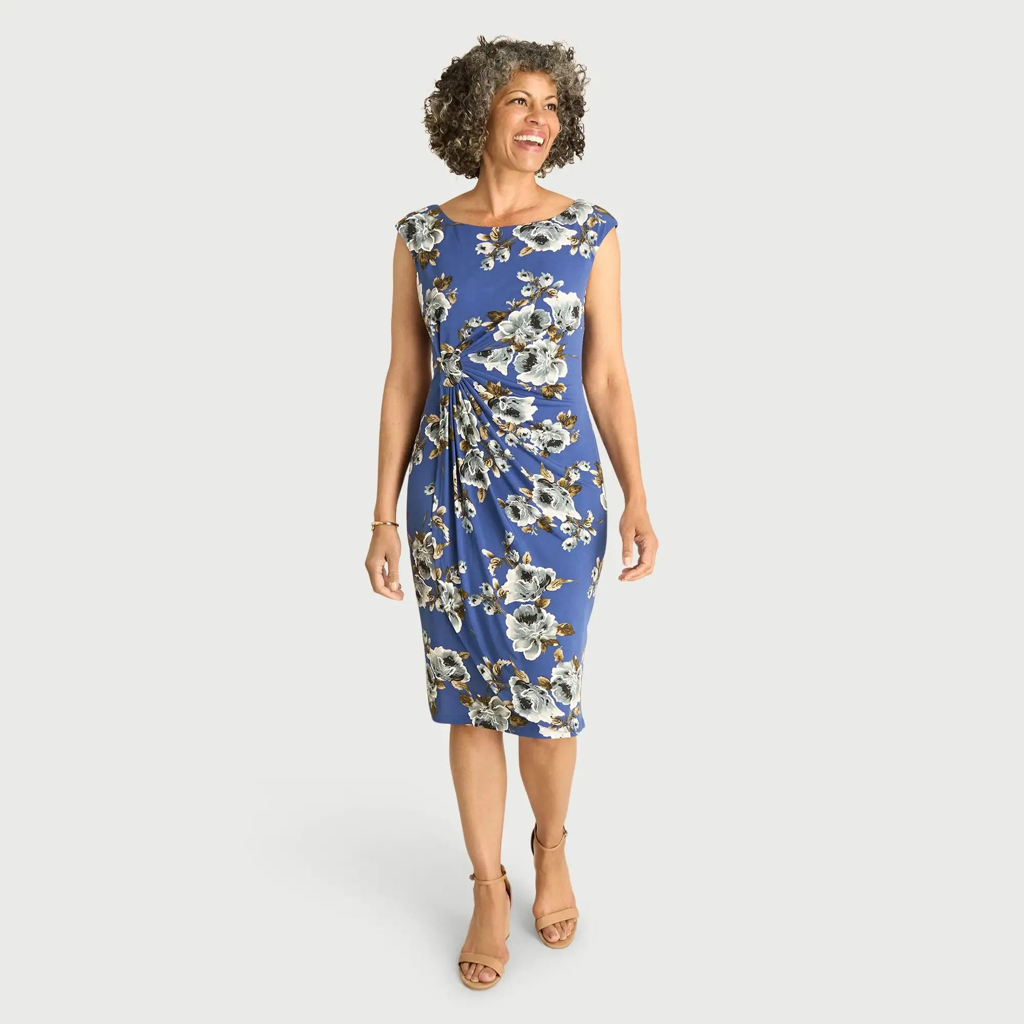 Lisa Marine Floral Faux Wrap Dress sold by connected apparel product image thumbnail 2