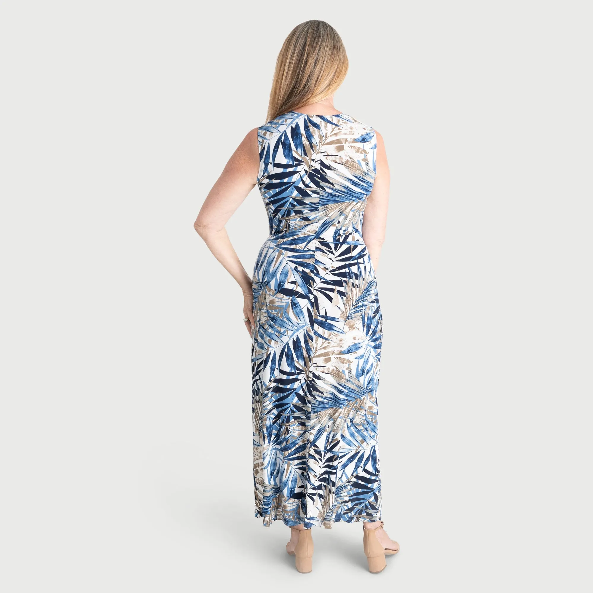 Kendal Taupe Tropical Print Maxi Dress sold by connected apparel product image thumbnail 3