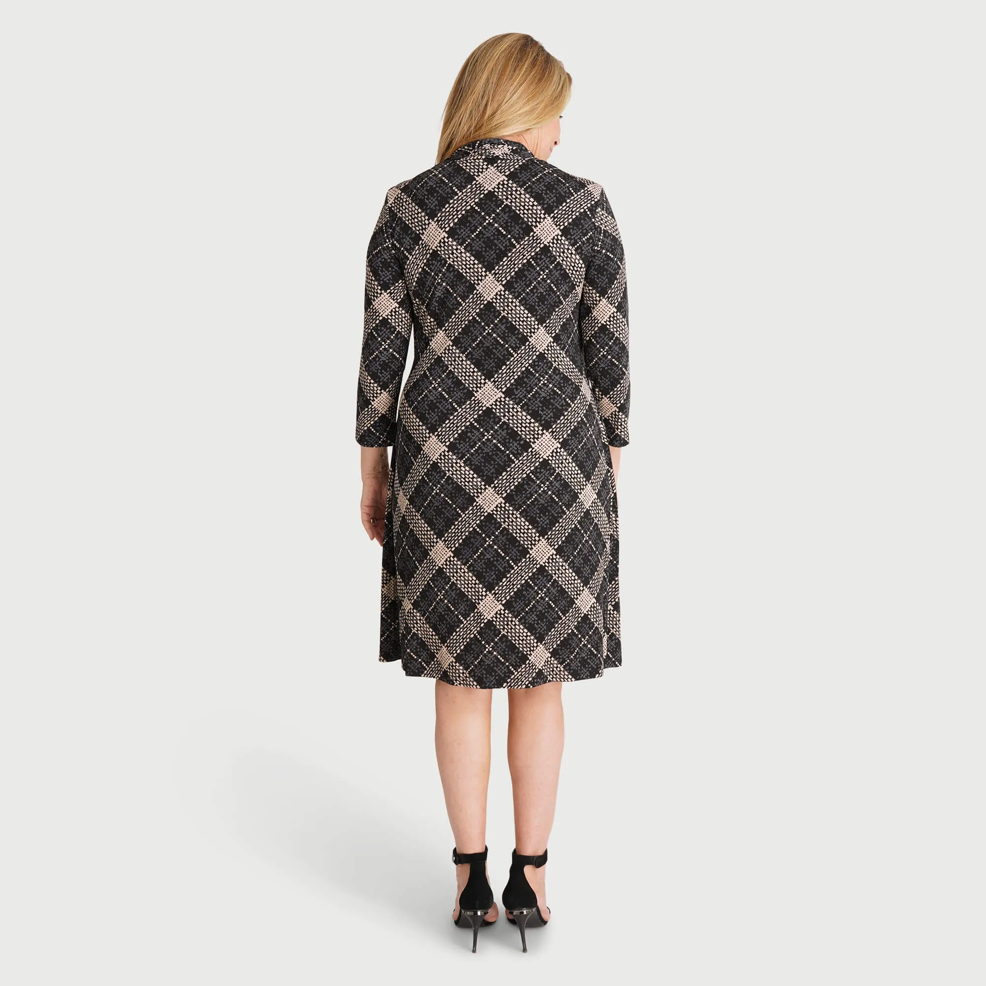 Monica Camel Plaid Jacket Dress sold by connected apparel product image thumbnail 3