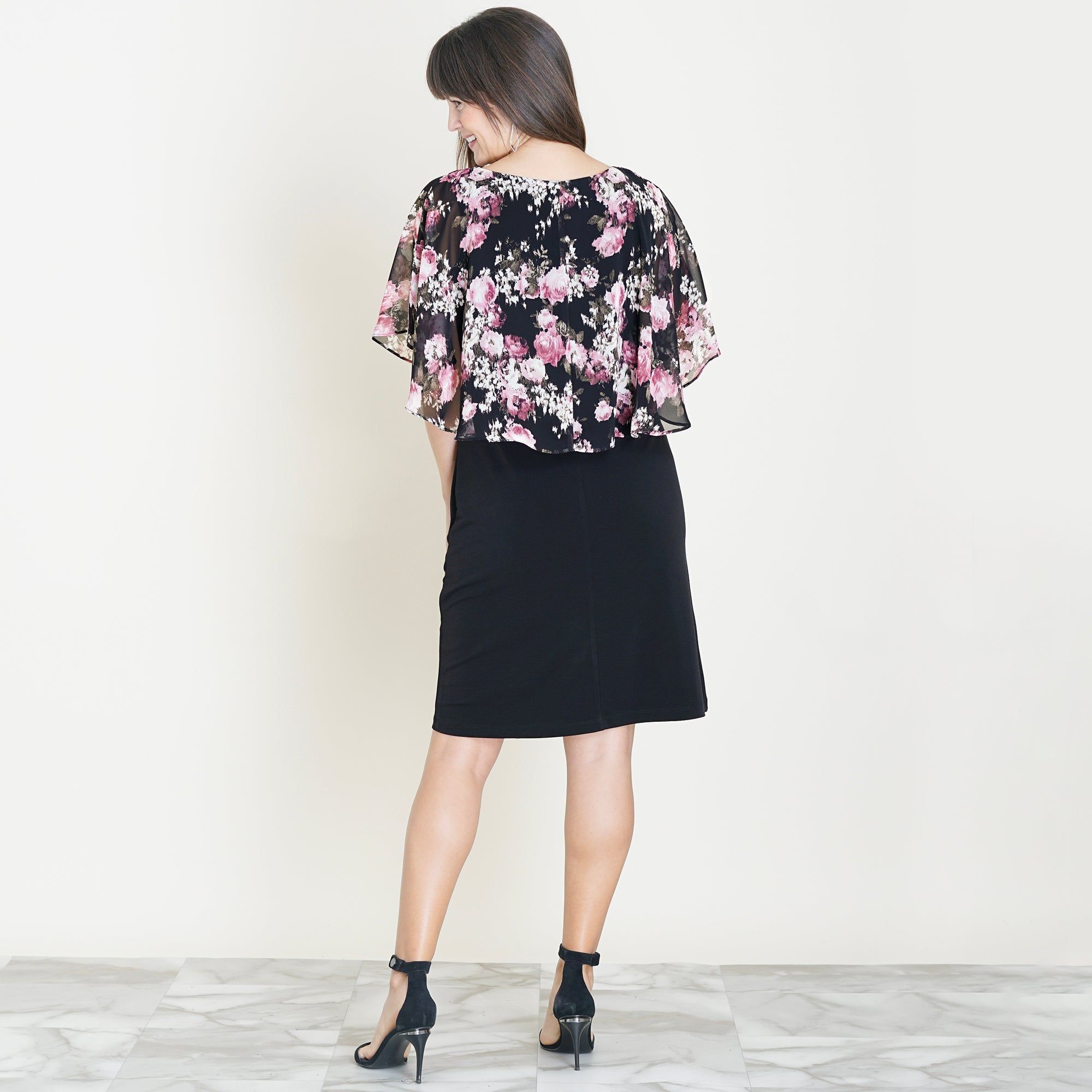 Alyssa Rose Floral Cape Dress sold by connected apparel product image thumbnail 2