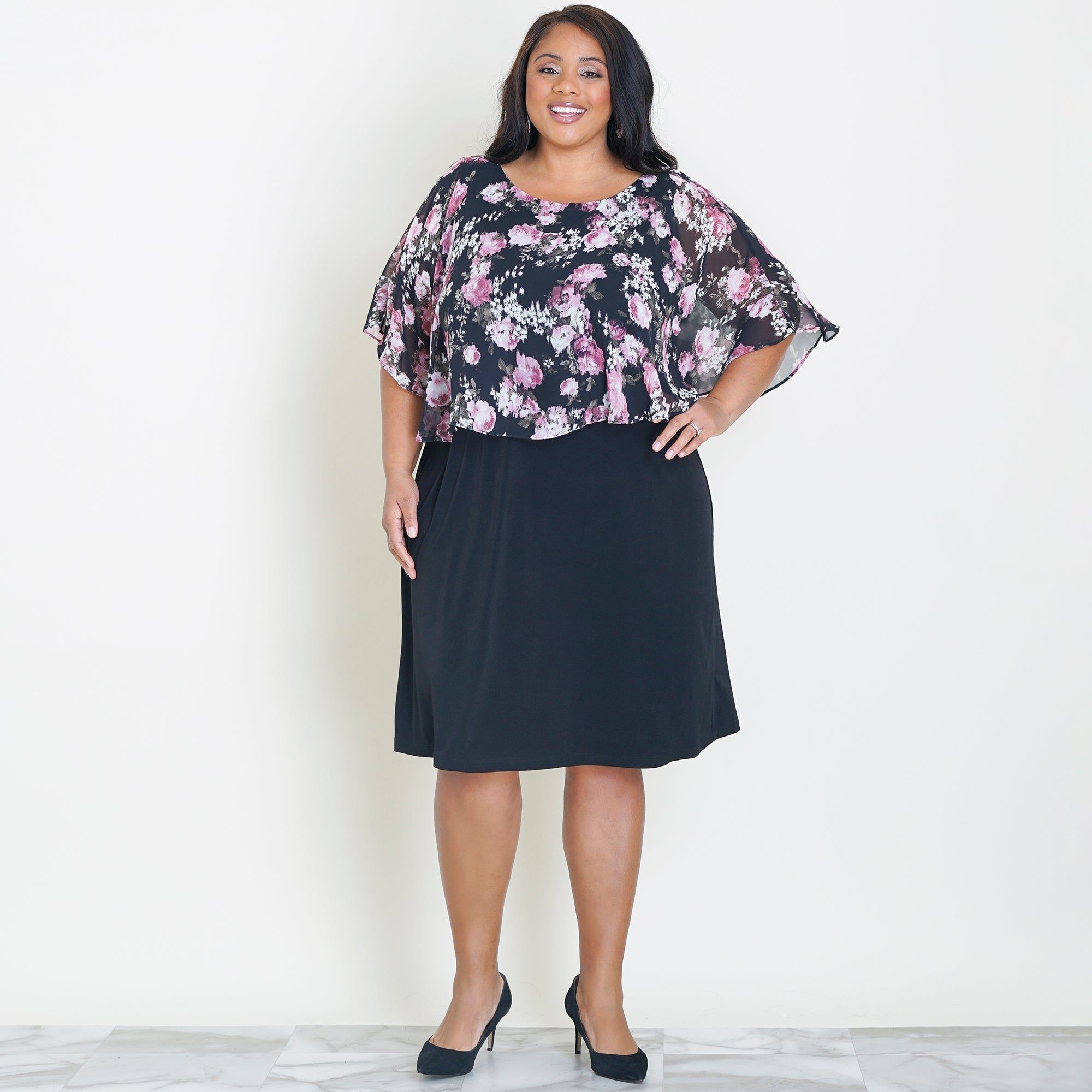 Alyssa Rose Floral Cape Dress sold by connected apparel product image thumbnail 8