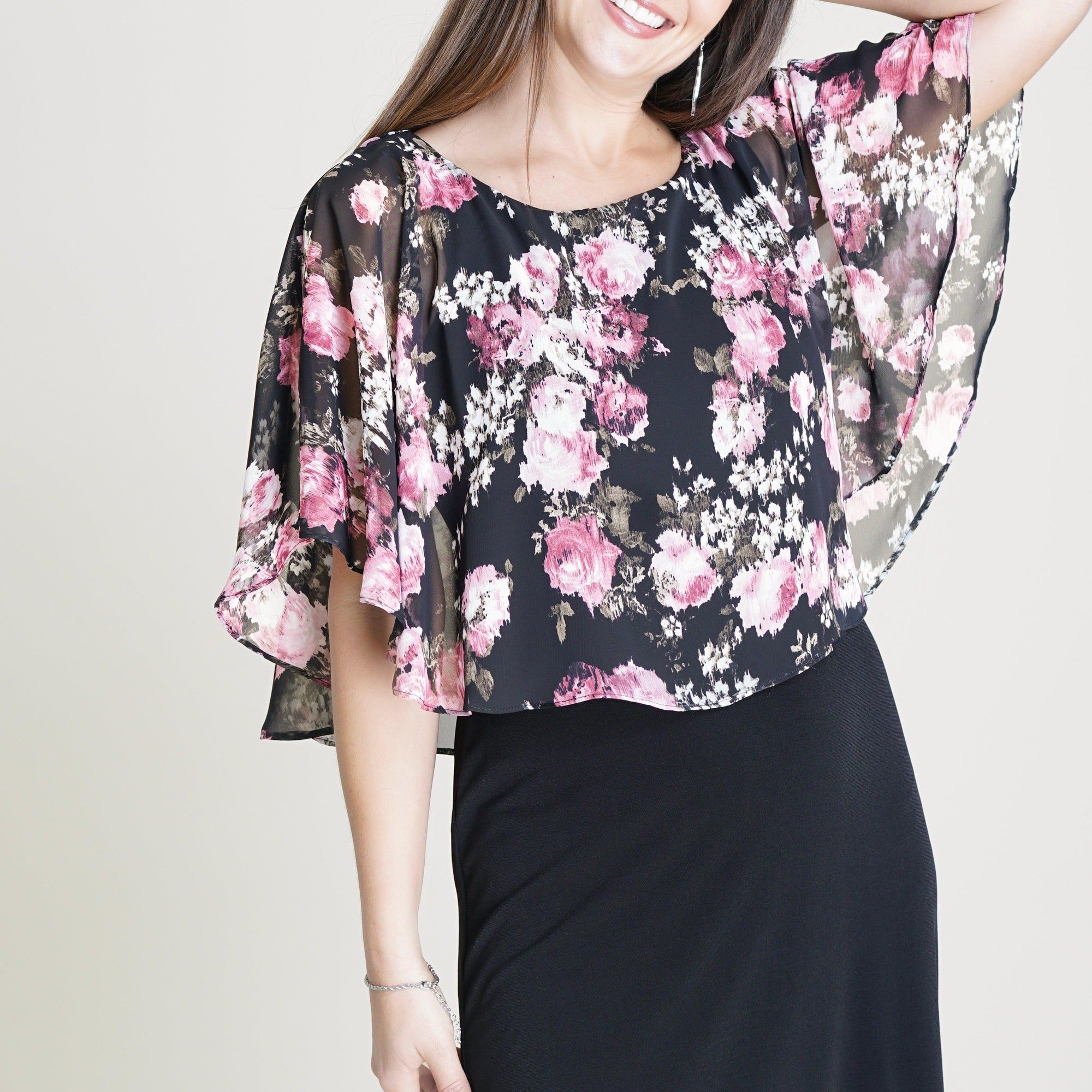 Alyssa Rose Floral Cape Dress sold by connected apparel product image thumbnail 4