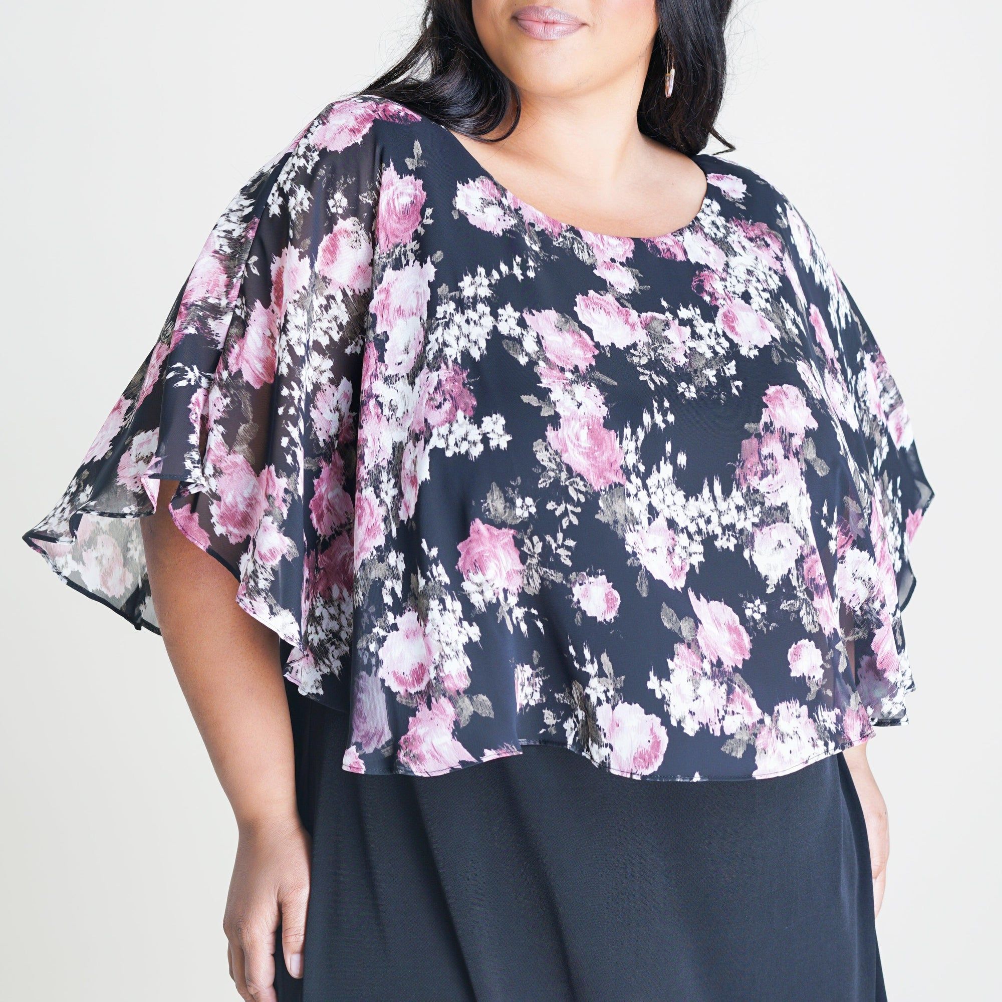 Alyssa Rose Floral Cape Dress sold by connected apparel product image thumbnail 7