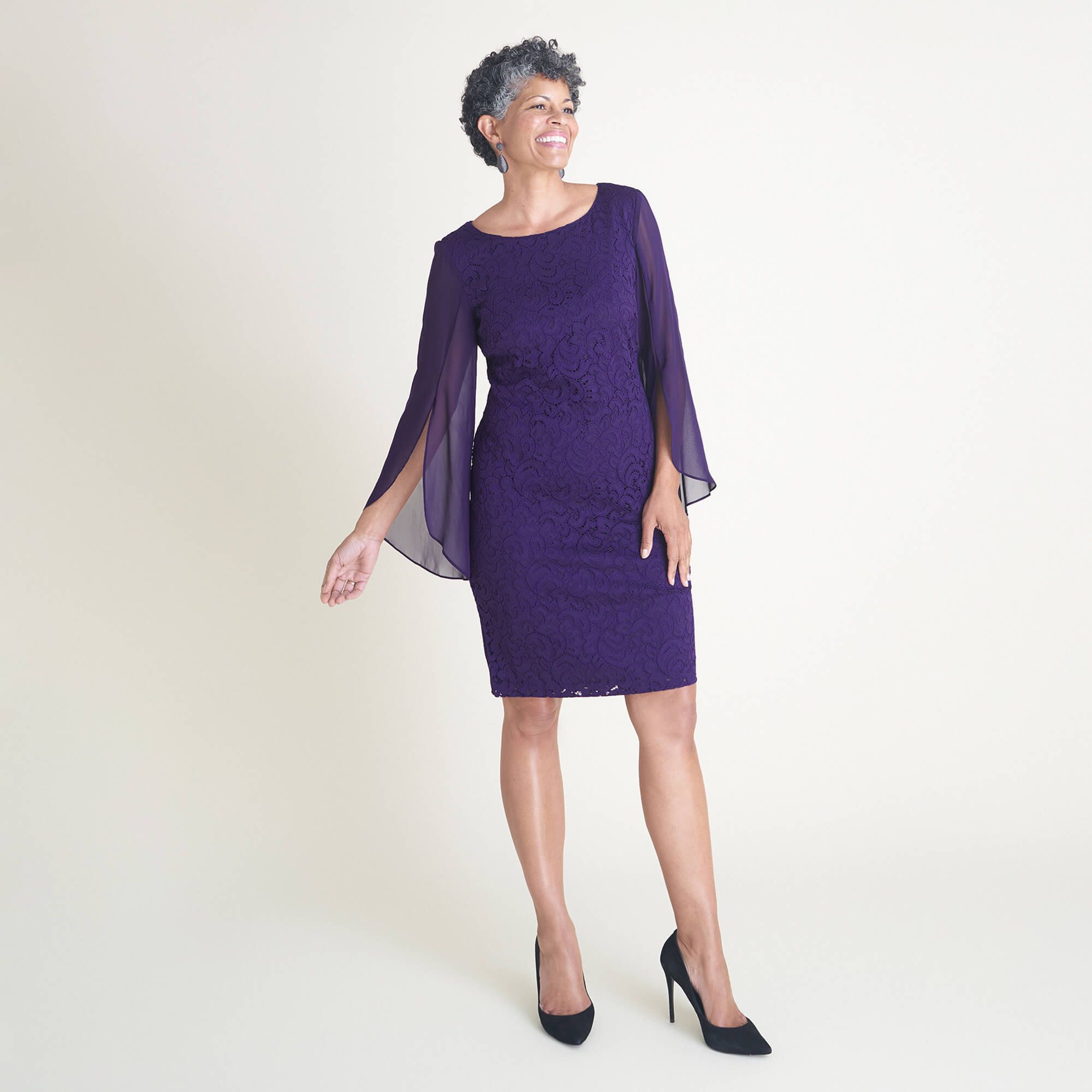 Stevie Eggplant Lace Dress sold by connected apparel