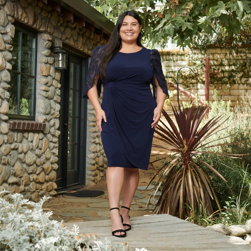 Lisette Midnight Faux Wrap Dress sold by connected apparel