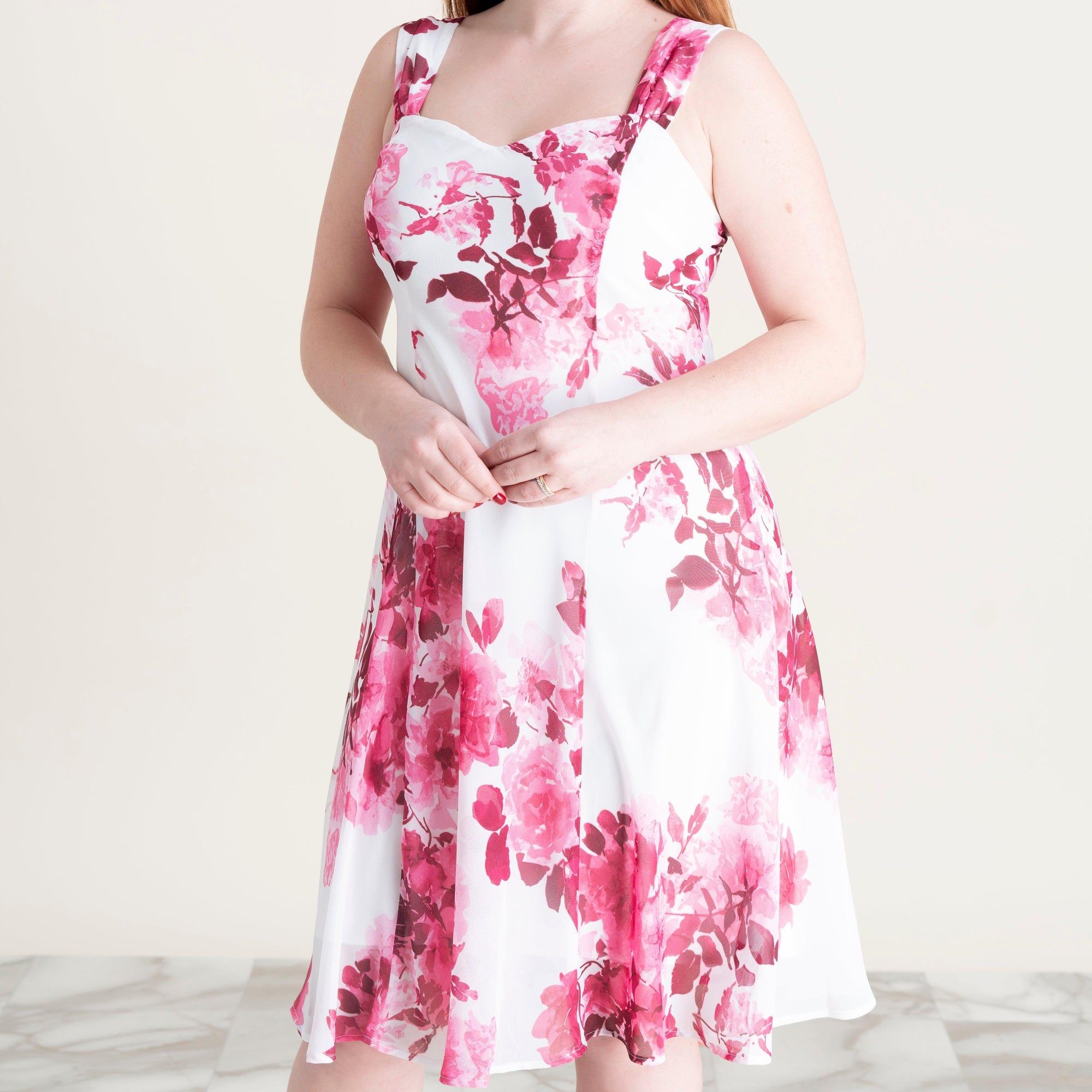 Mary Fuchsia Floral Chiffon Dress with Shrug sold by connected apparel product image thumbnail 6