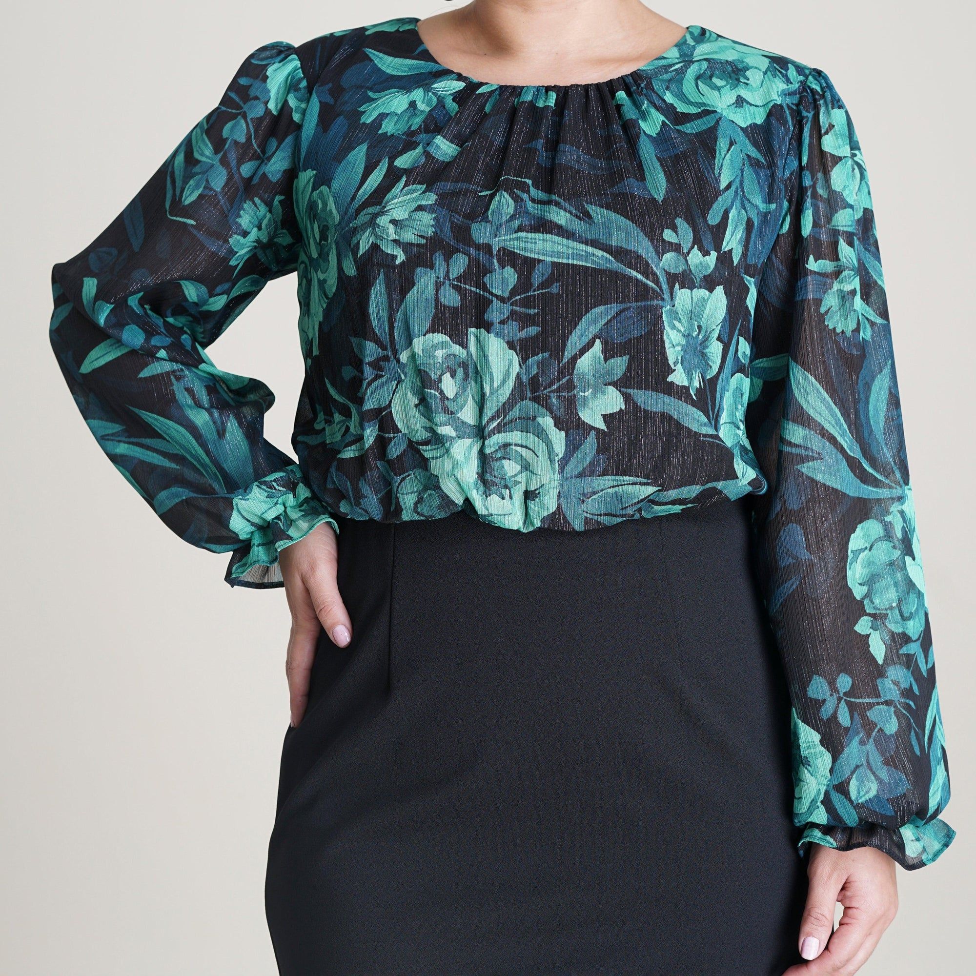 Caroline Emerald Green Floral Print Dress sold by connected apparel product image thumbnail 3