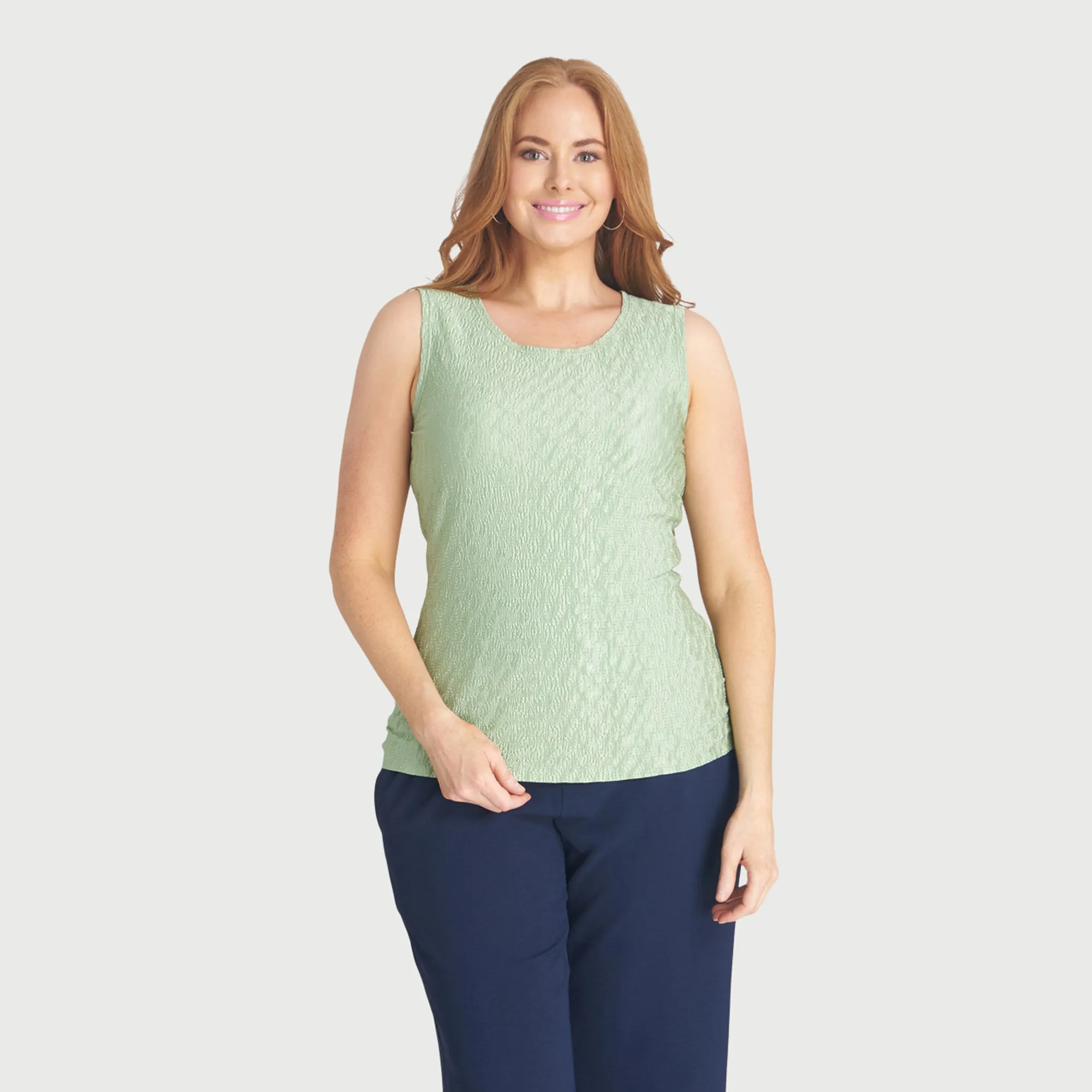 Maeve Dusty Sage Sleeveless Top sold by connected apparel