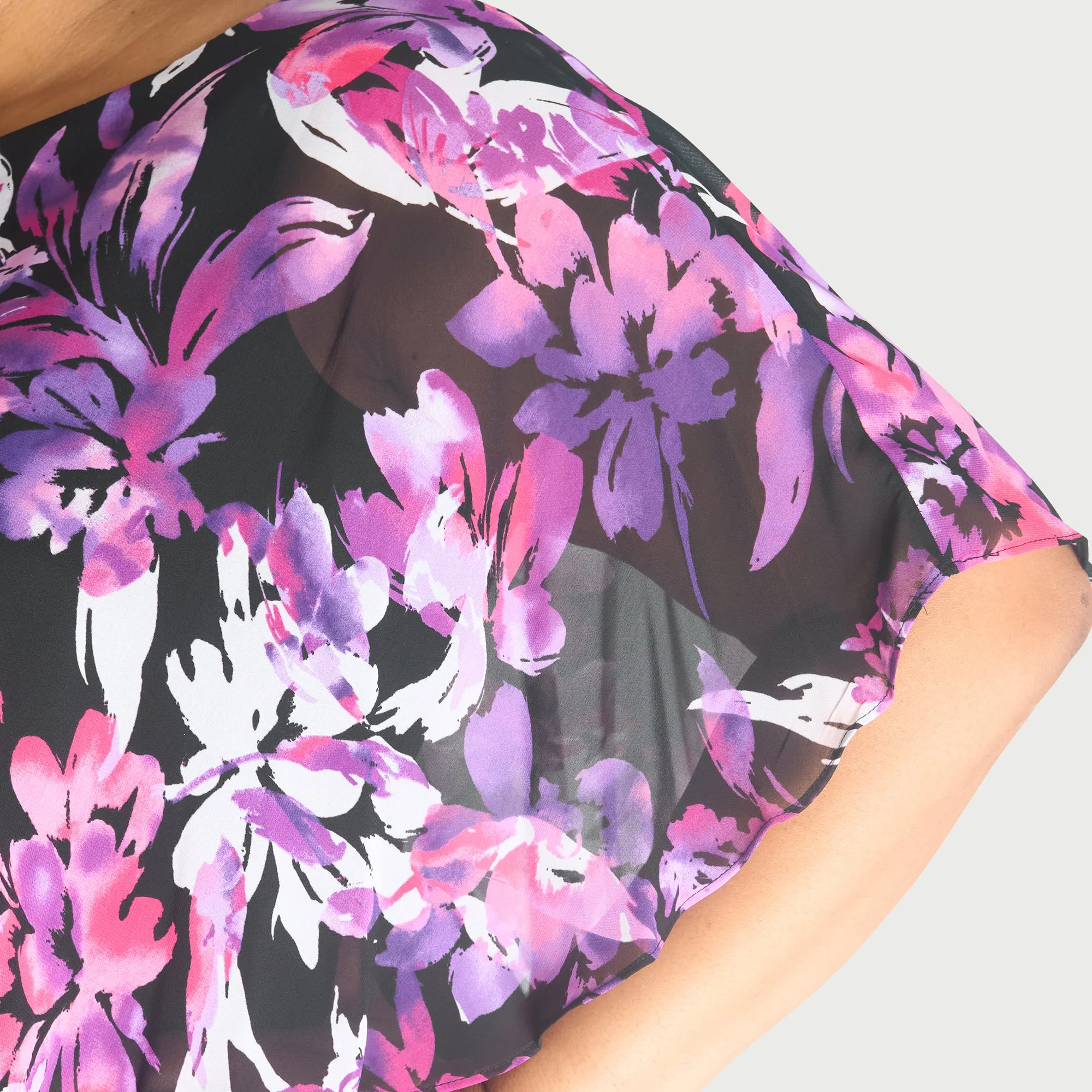 Alyssa Purple Tropical Cape Dress sold by connected apparel product image thumbnail 5