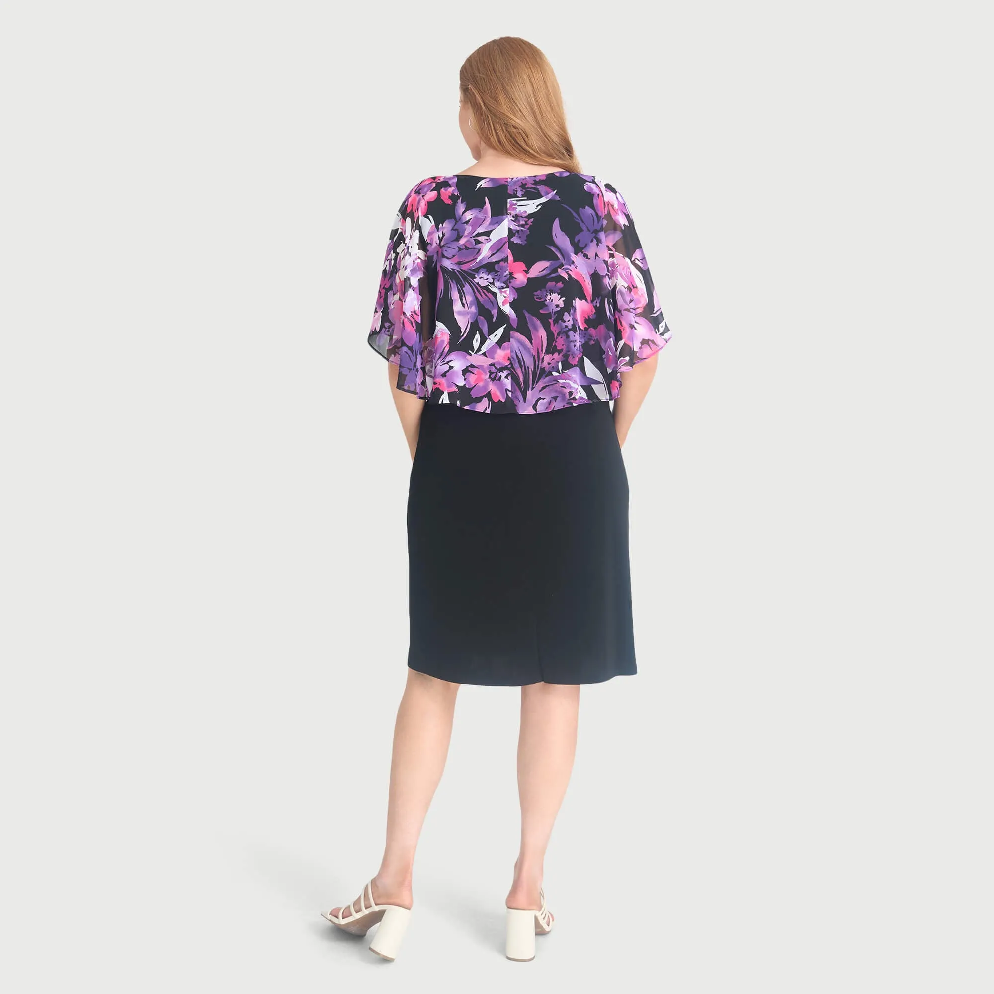 Alyssa Purple Tropical Cape Dress sold by connected apparel product image thumbnail 3