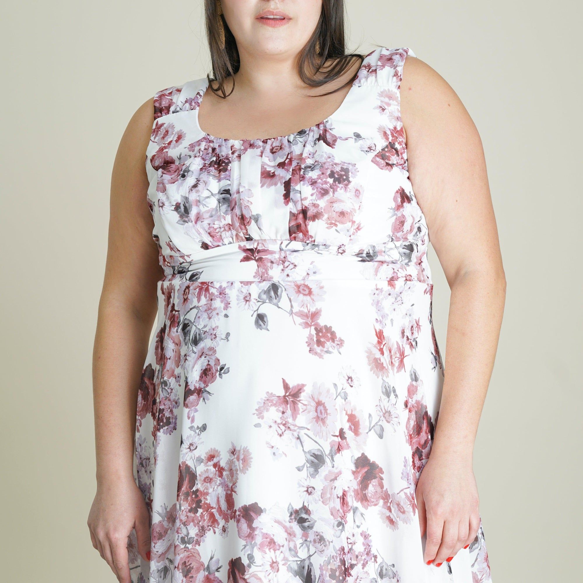 Carly Mauve Floral Chiffon Dress sold by connected apparel product image thumbnail 6