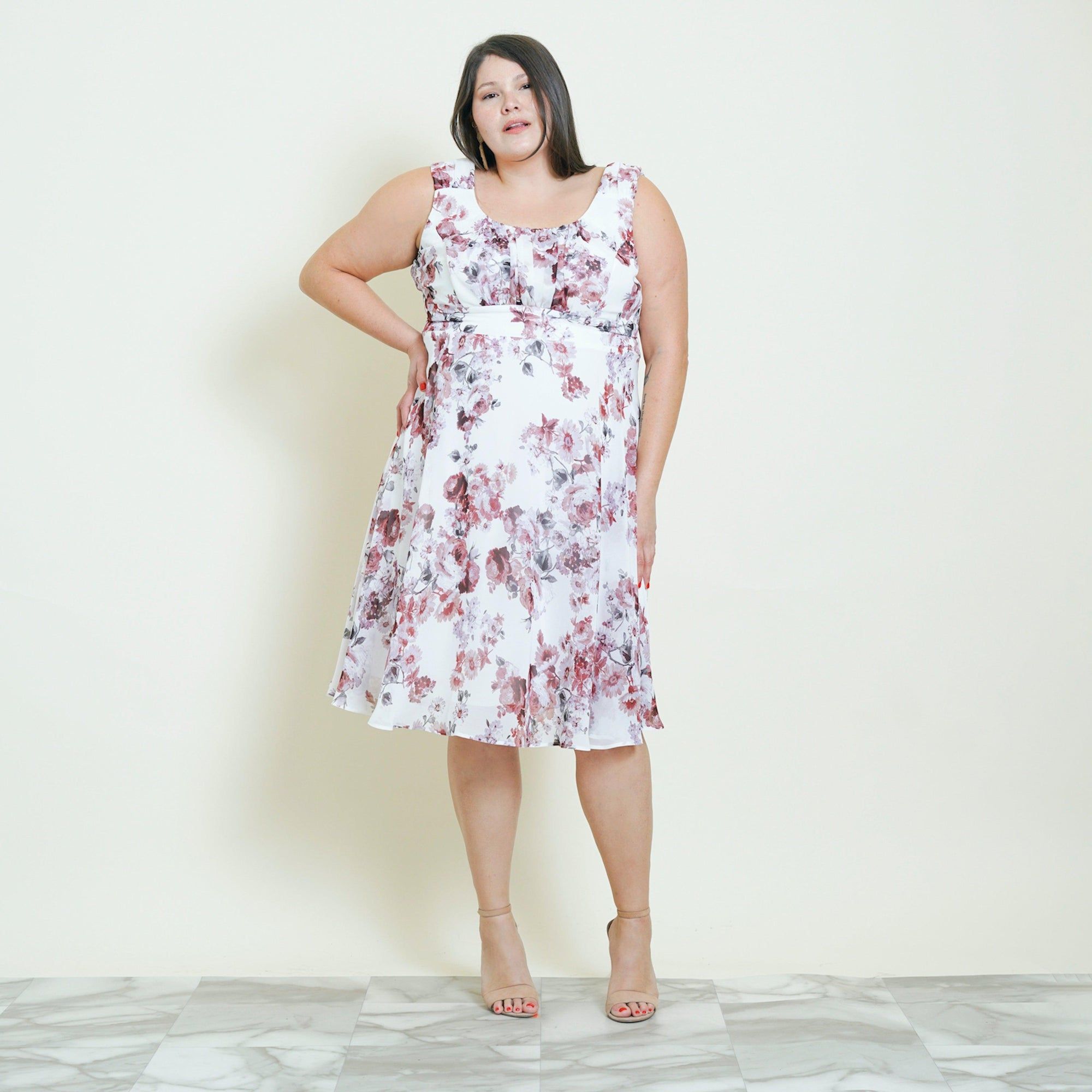 Carly Mauve Floral Chiffon Dress sold by connected apparel product image thumbnail 8