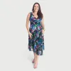 Audrey Black Floral Asymmetrical Midi Dress sold by connected apparel