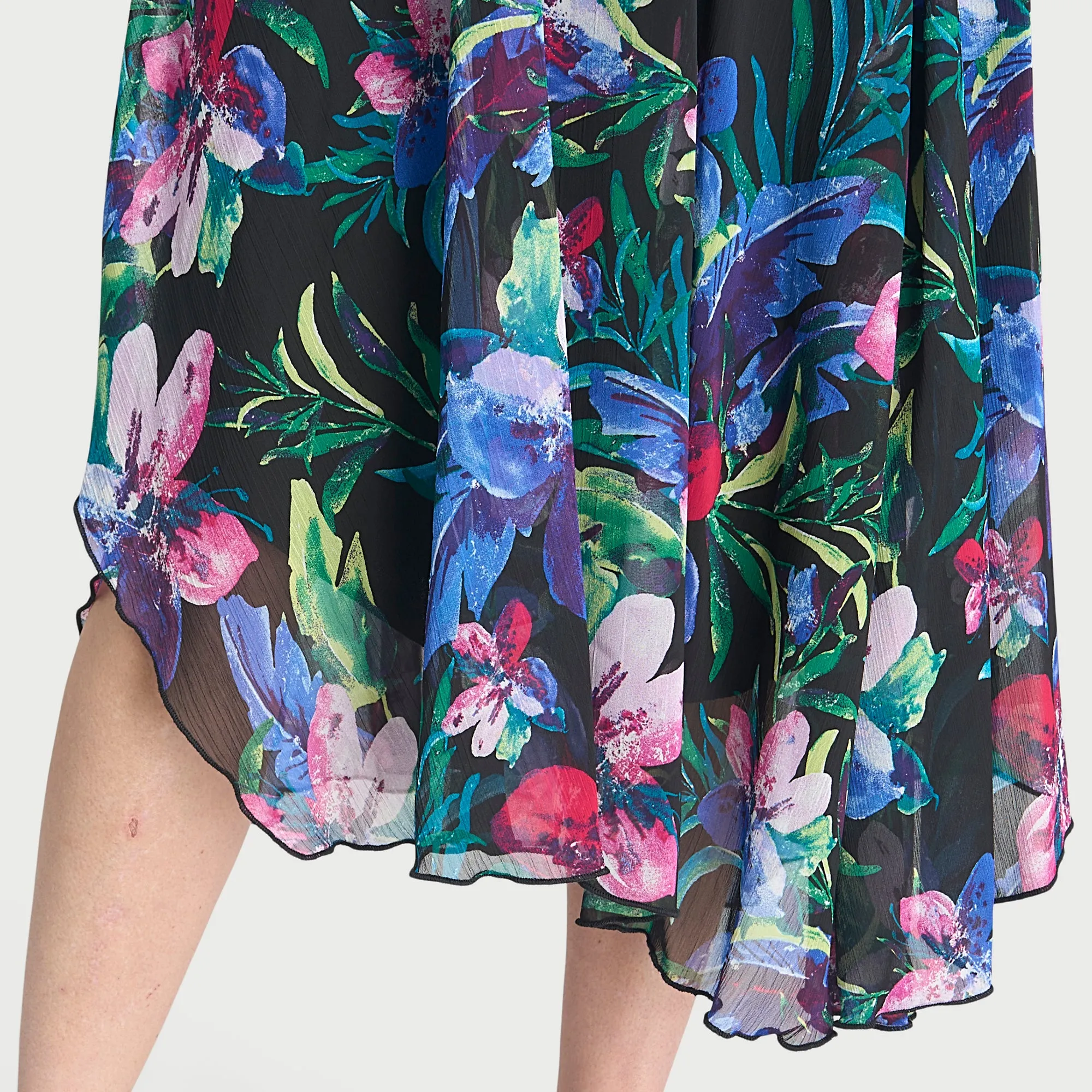 Audrey Black Floral Asymmetrical Midi Dress sold by connected apparel product image thumbnail 3