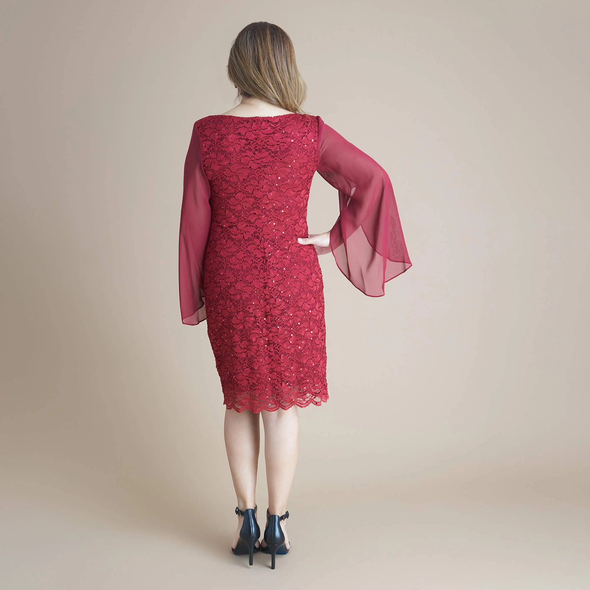 Stevie Scarlet Red Sequin Lace Dress sold by connected apparel product image thumbnail 3