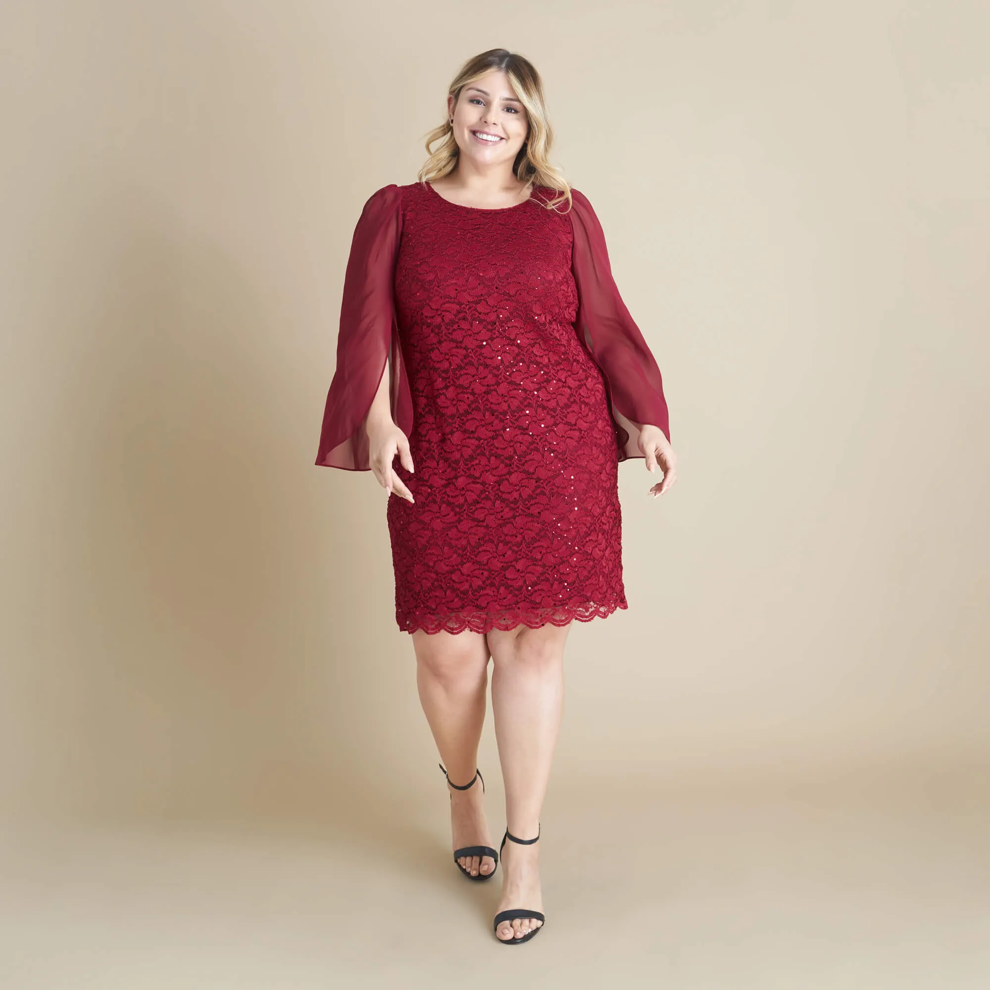 Stevie Scarlet Red Sequin Lace Dress sold by connected apparel product image thumbnail 4