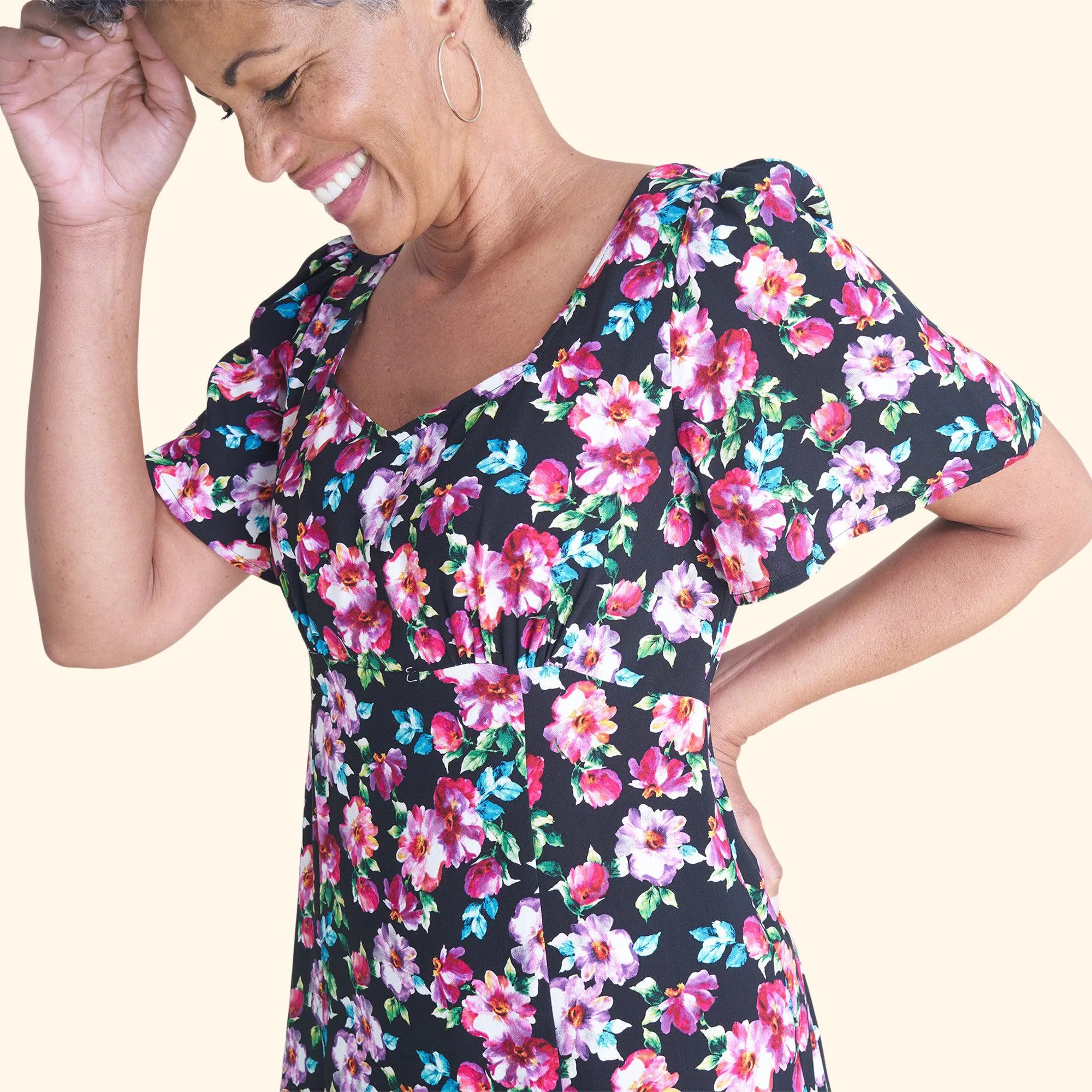 Adrian Black Floral Midi Dress sold by connected apparel product image thumbnail 2