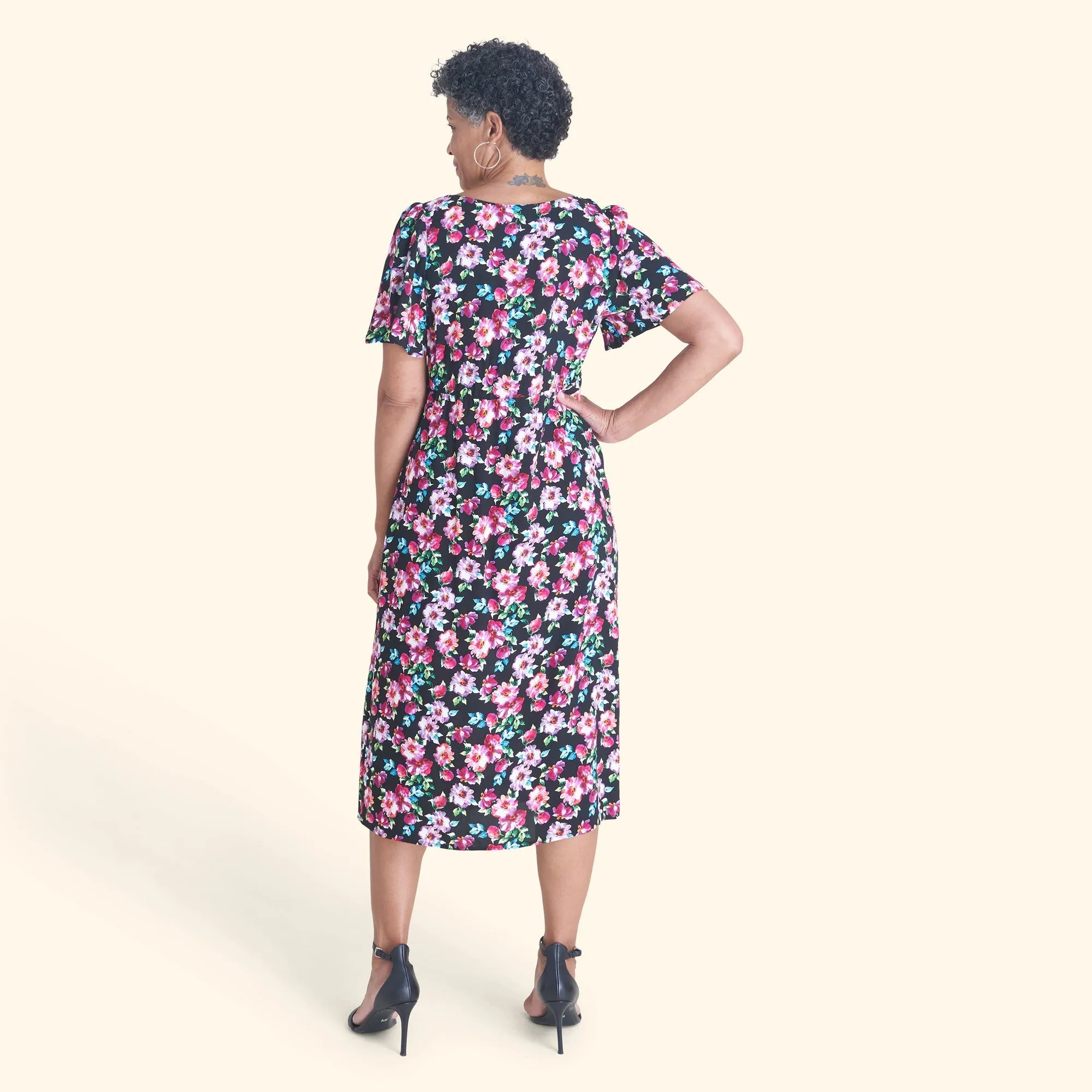 Adrian Black Floral Midi Dress sold by connected apparel product image thumbnail 3