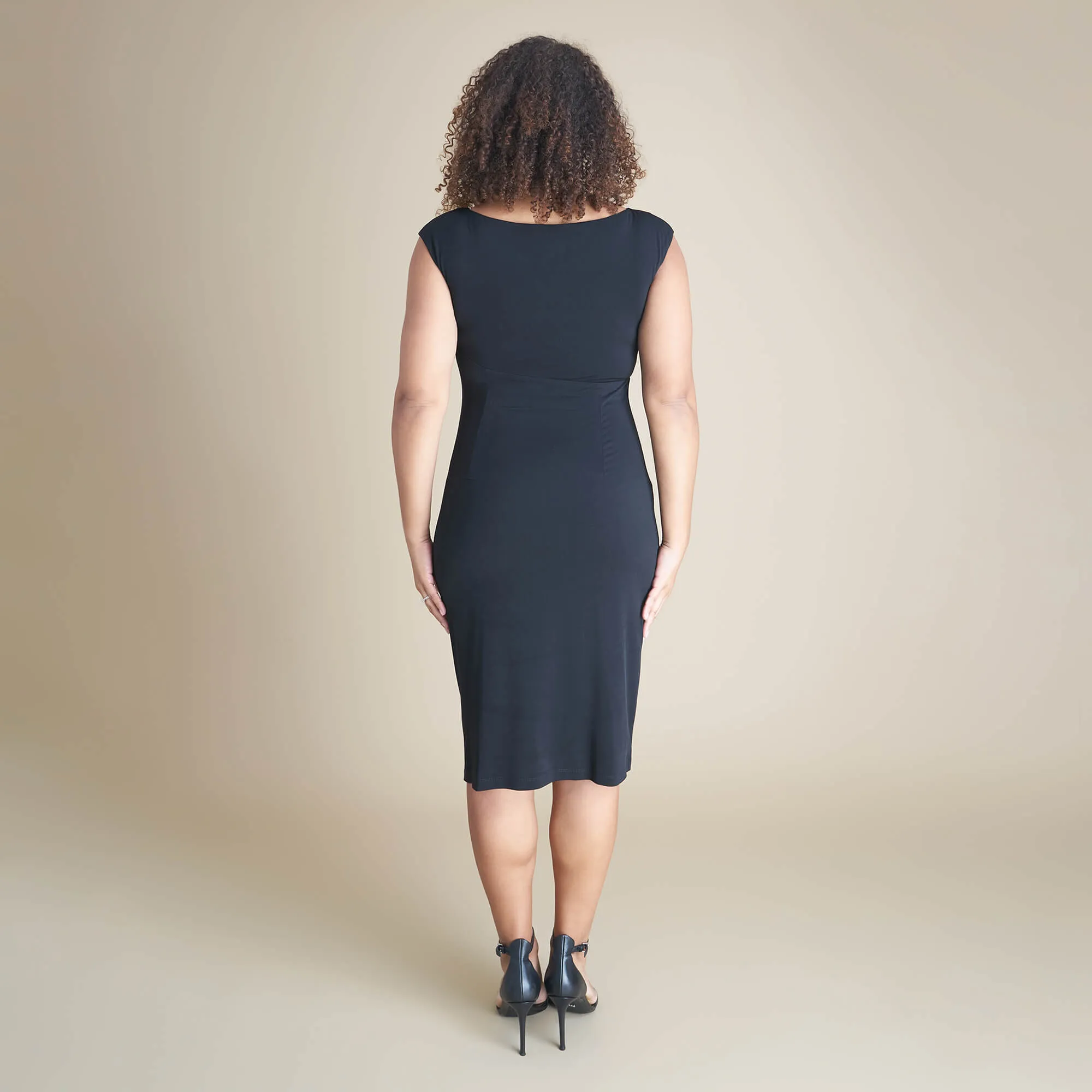 Lisa Metal Detail Bar Black Faux Wrap Dress sold by connected apparel product image thumbnail 3