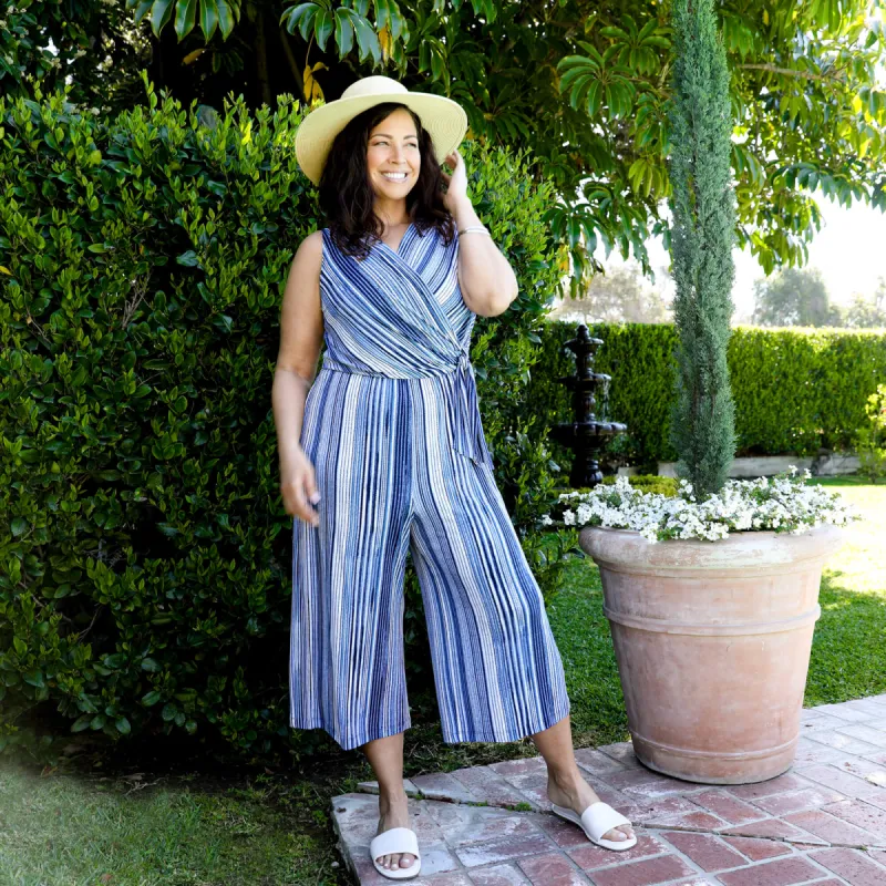 Morgan Denim Cropped Jumpsuit sold by connected apparel