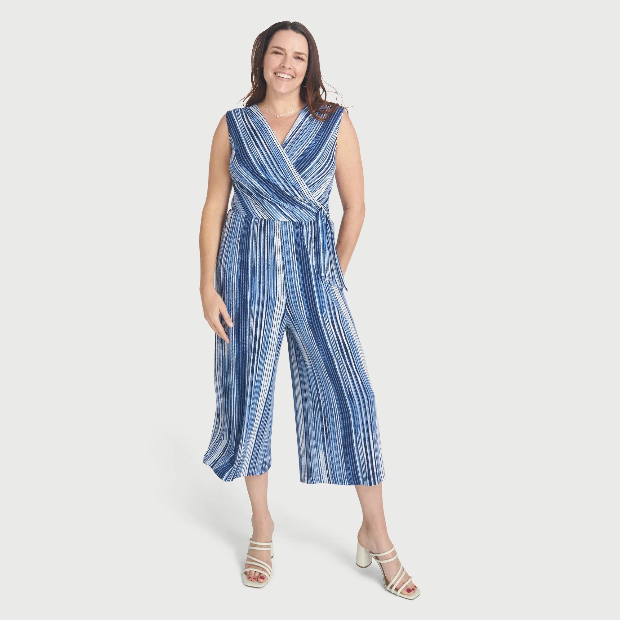 Morgan Denim Cropped Jumpsuit sold by connected apparel product image thumbnail 2