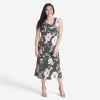 Tonya Olive Floral Cowl Neck Midi Dress sold by connected apparel