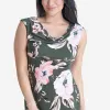 Tonya Olive Floral Cowl Neck Midi Dress sold by connected apparel