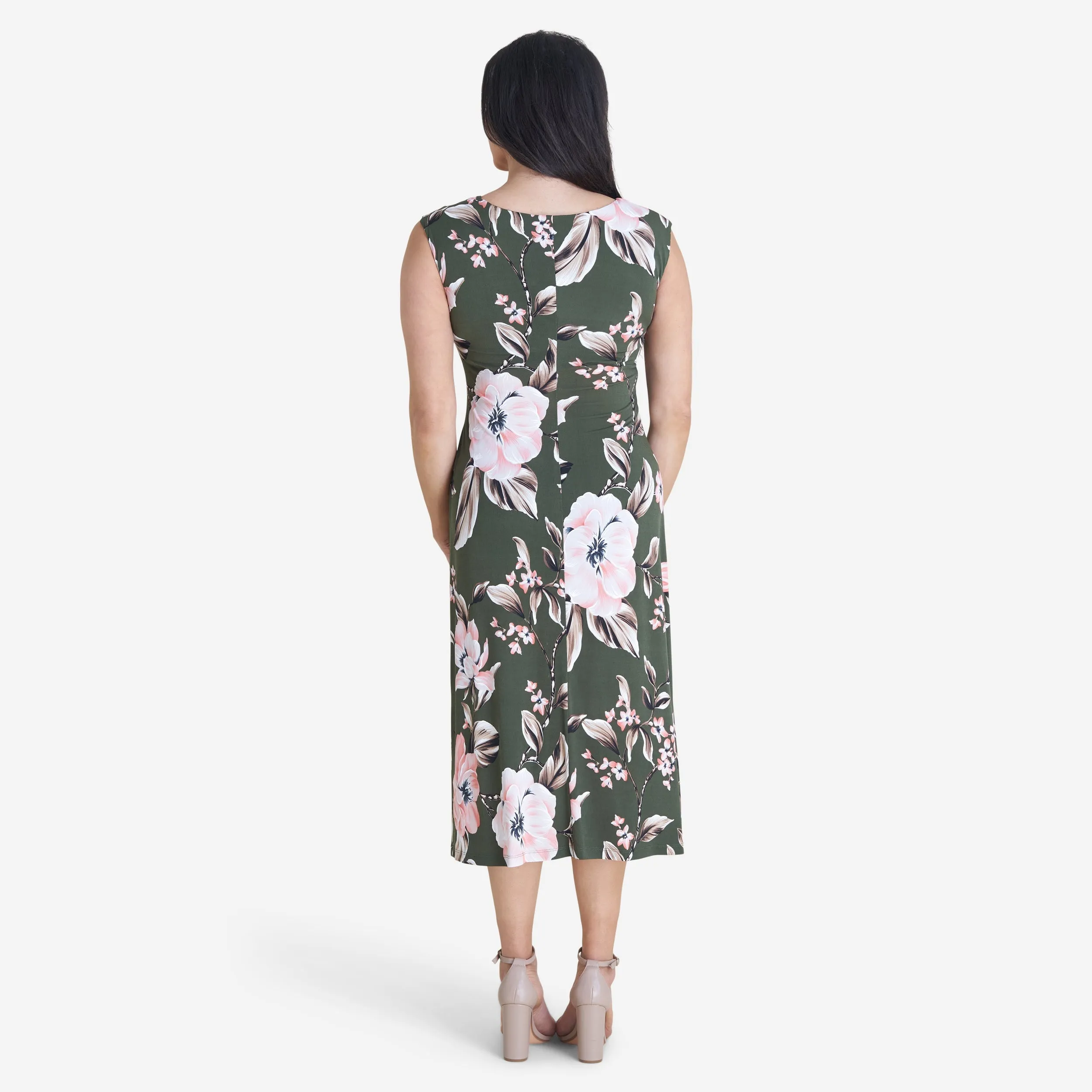Tonya Olive Floral Cowl Neck Midi Dress sold by connected apparel product image thumbnail 4