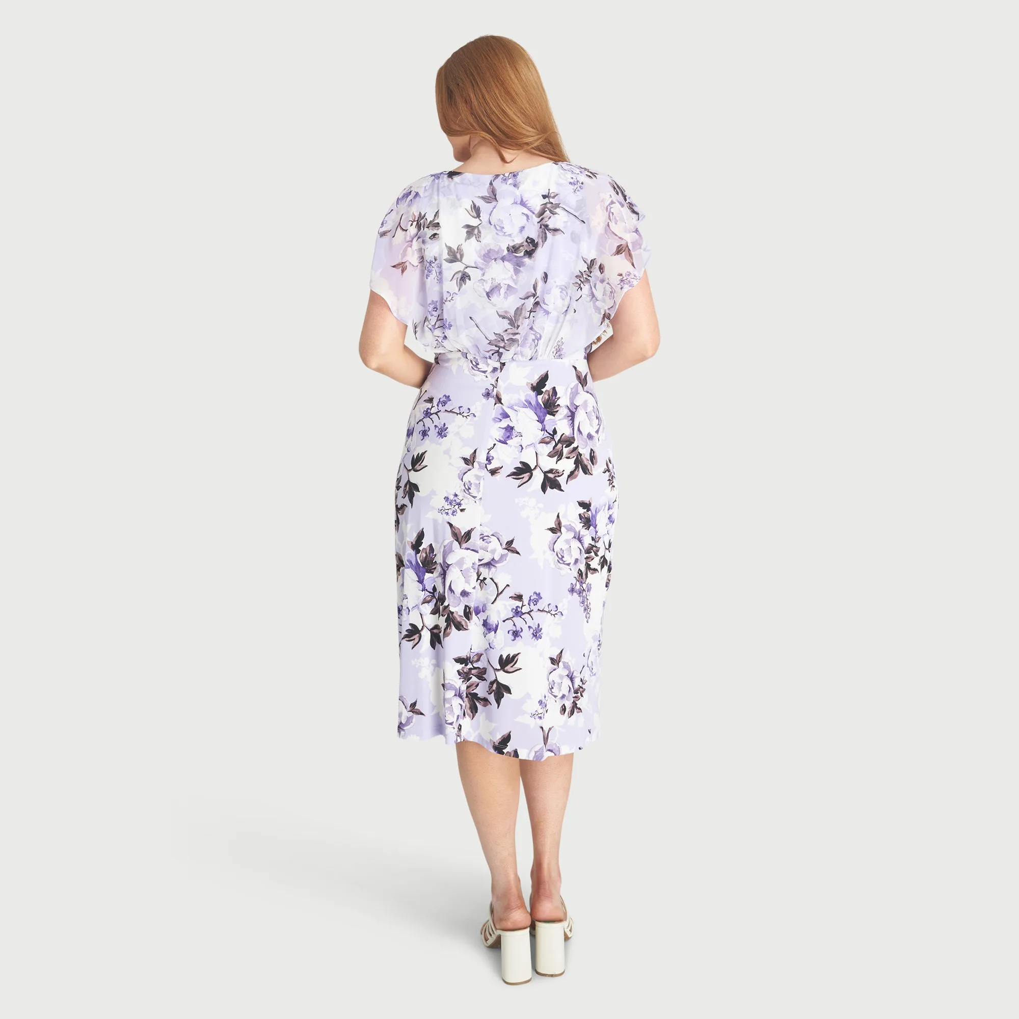 Daphne Lavender Floral Chiffon Popover Dress sold by connected apparel product image thumbnail 3