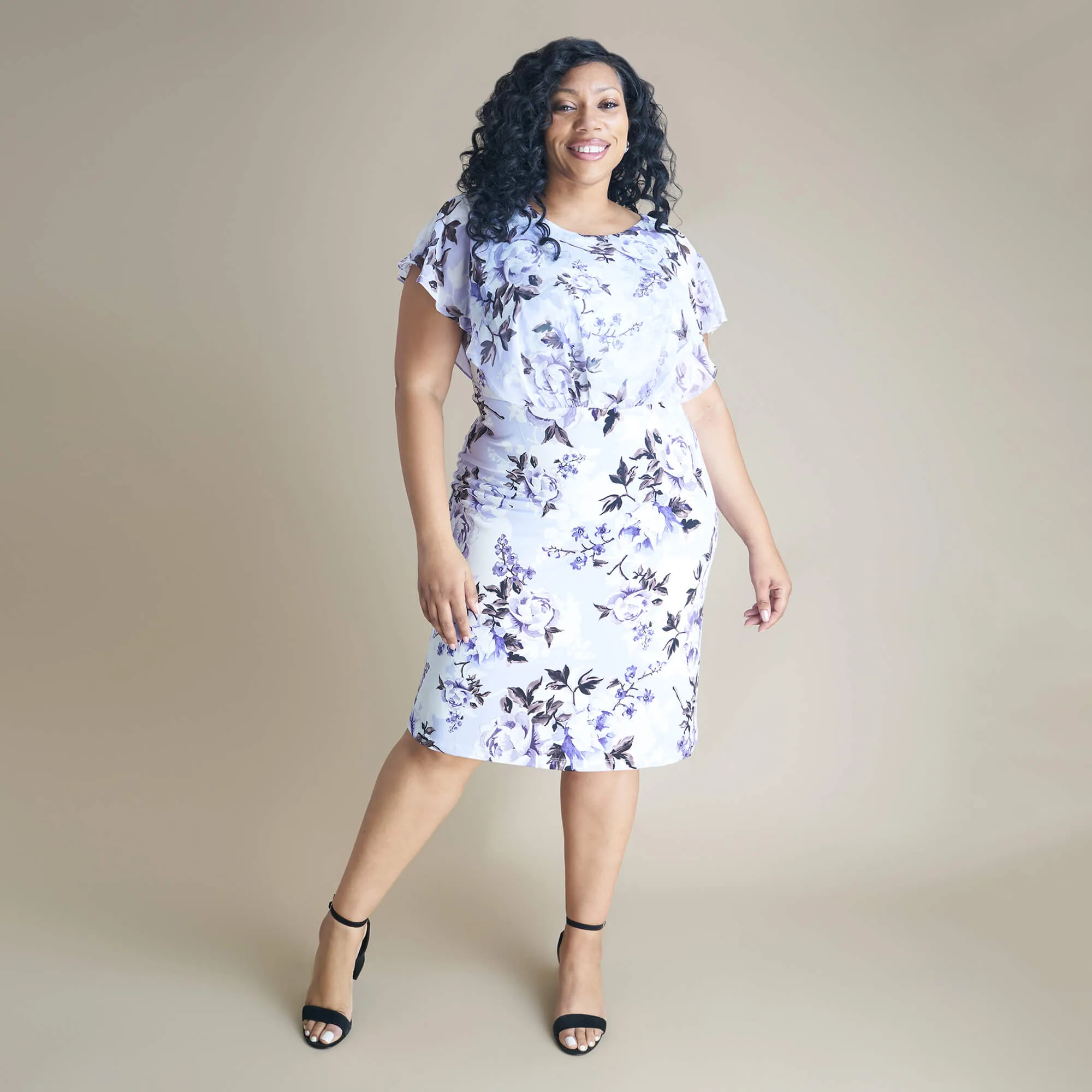 Daphne Lavender Floral Chiffon Popover Dress sold by connected apparel product image thumbnail 5