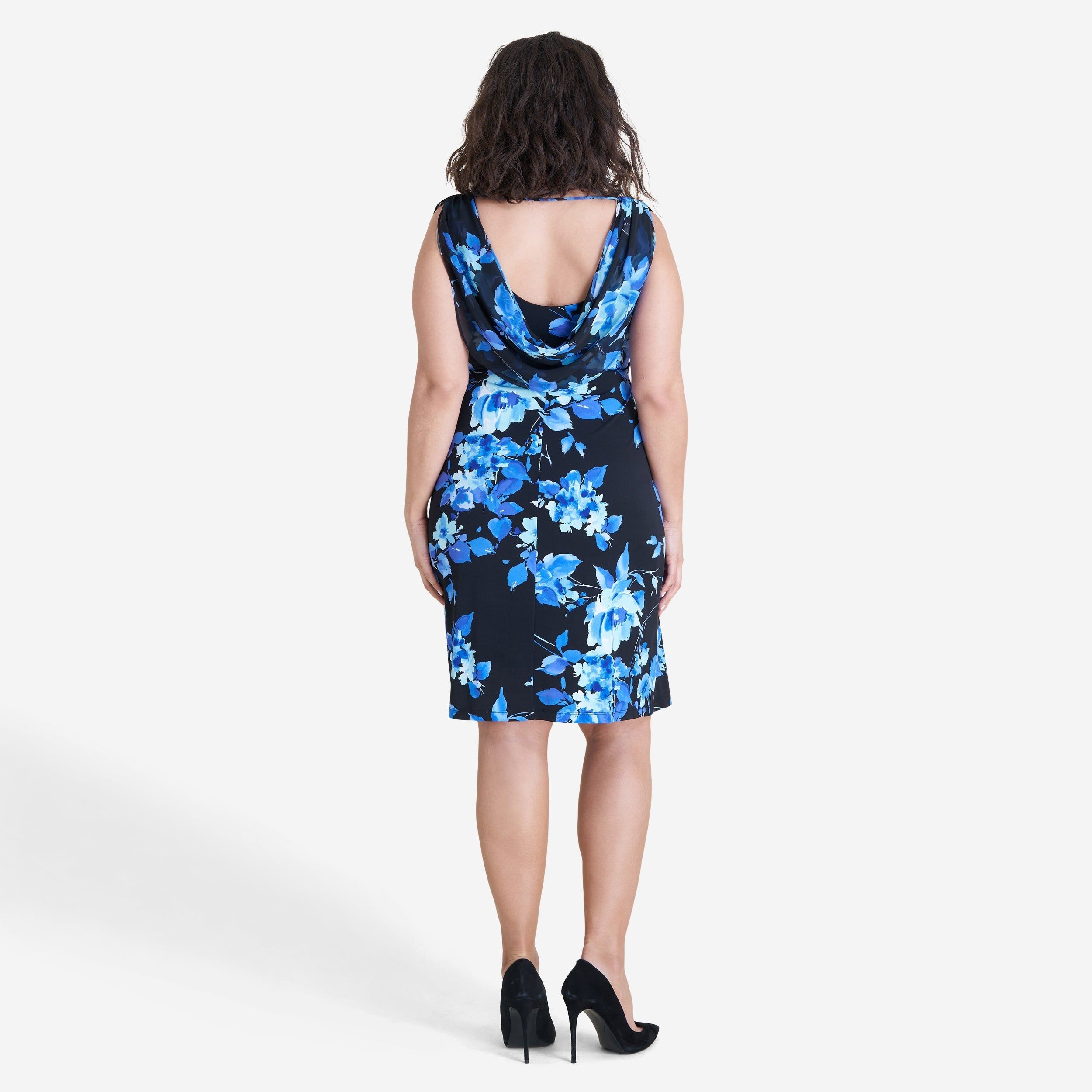 Joni Blue Floral Cocktail Dress sold by connected apparel product image thumbnail 4