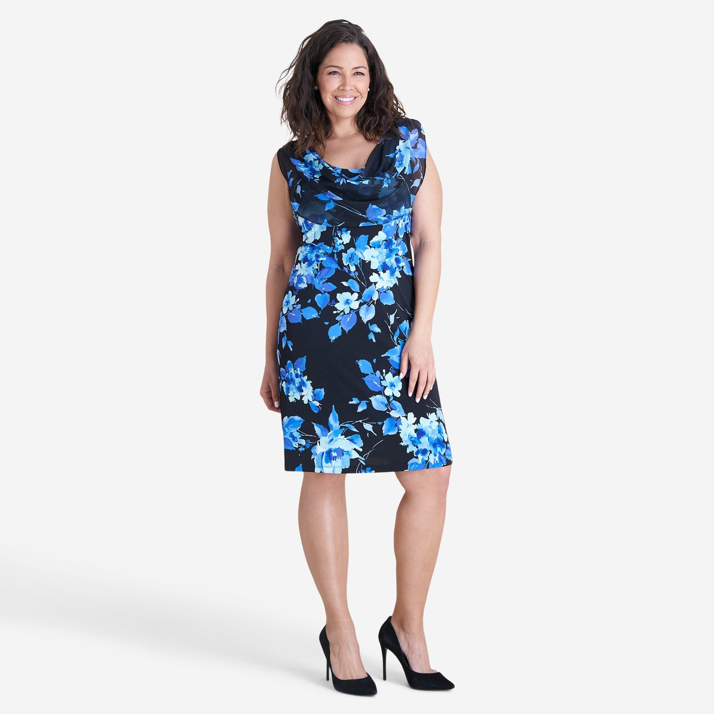 Joni Blue Floral Cocktail Dress sold by connected apparel product image thumbnail 3