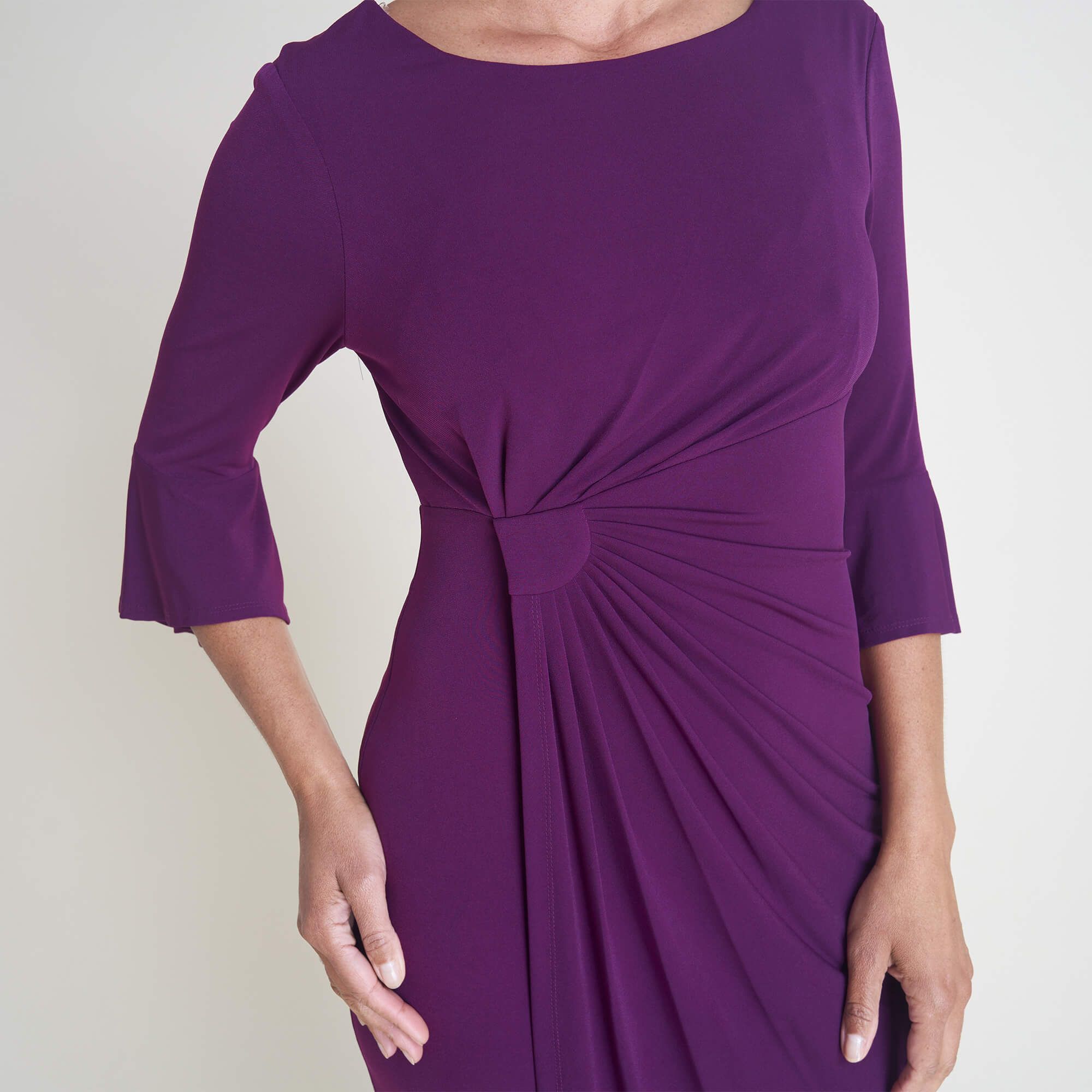 Lisa 2.0 Dark Plum Faux Wrap Dress sold by connected apparel product image thumbnail 2