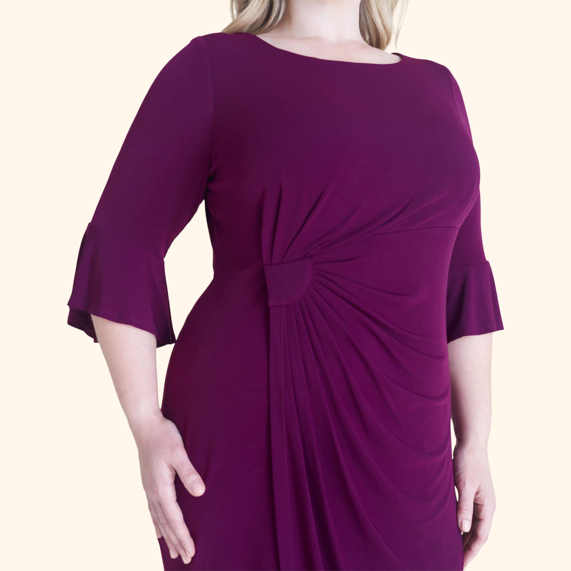 Lisa 2.0 Dark Plum Faux Wrap Dress sold by connected apparel product image thumbnail 5