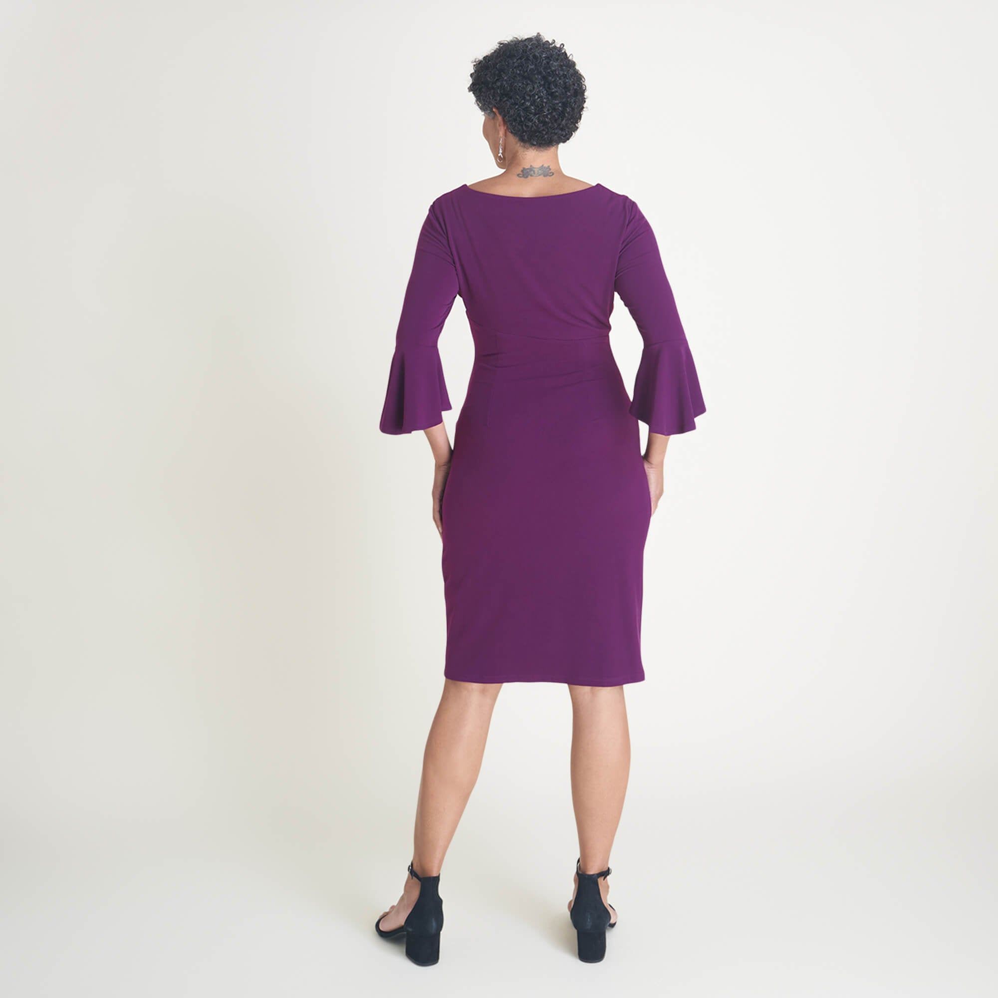 Lisa 2.0 Dark Plum Faux Wrap Dress sold by connected apparel product image thumbnail 3