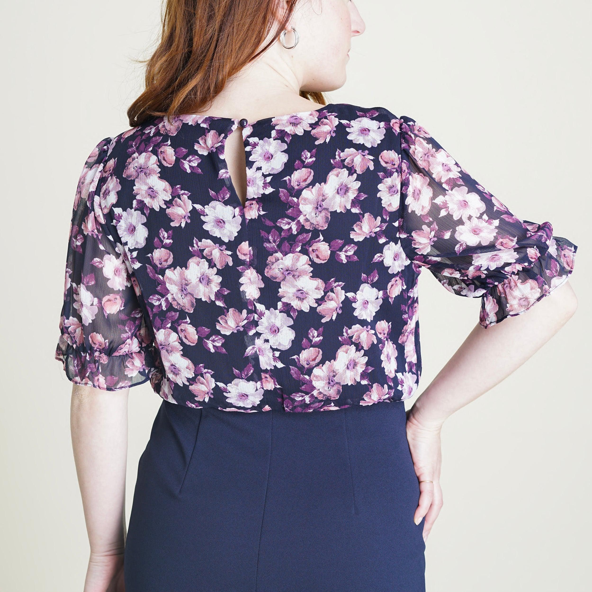 Caroline Navy and Mauve Floral Dress sold by connected apparel product image thumbnail 2