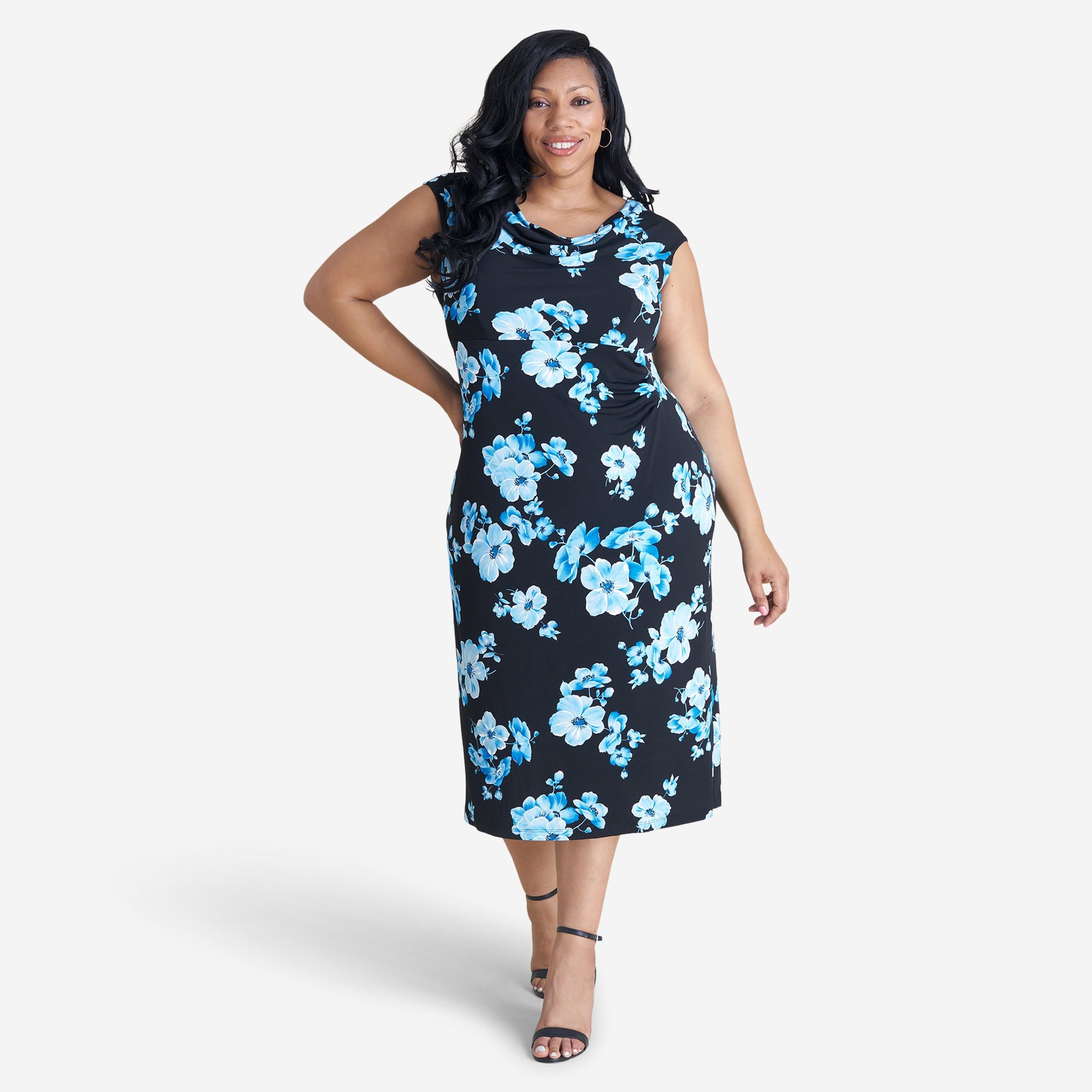 Tonya Turquoise Floral Midi Dress sold by connected apparel product image thumbnail 4