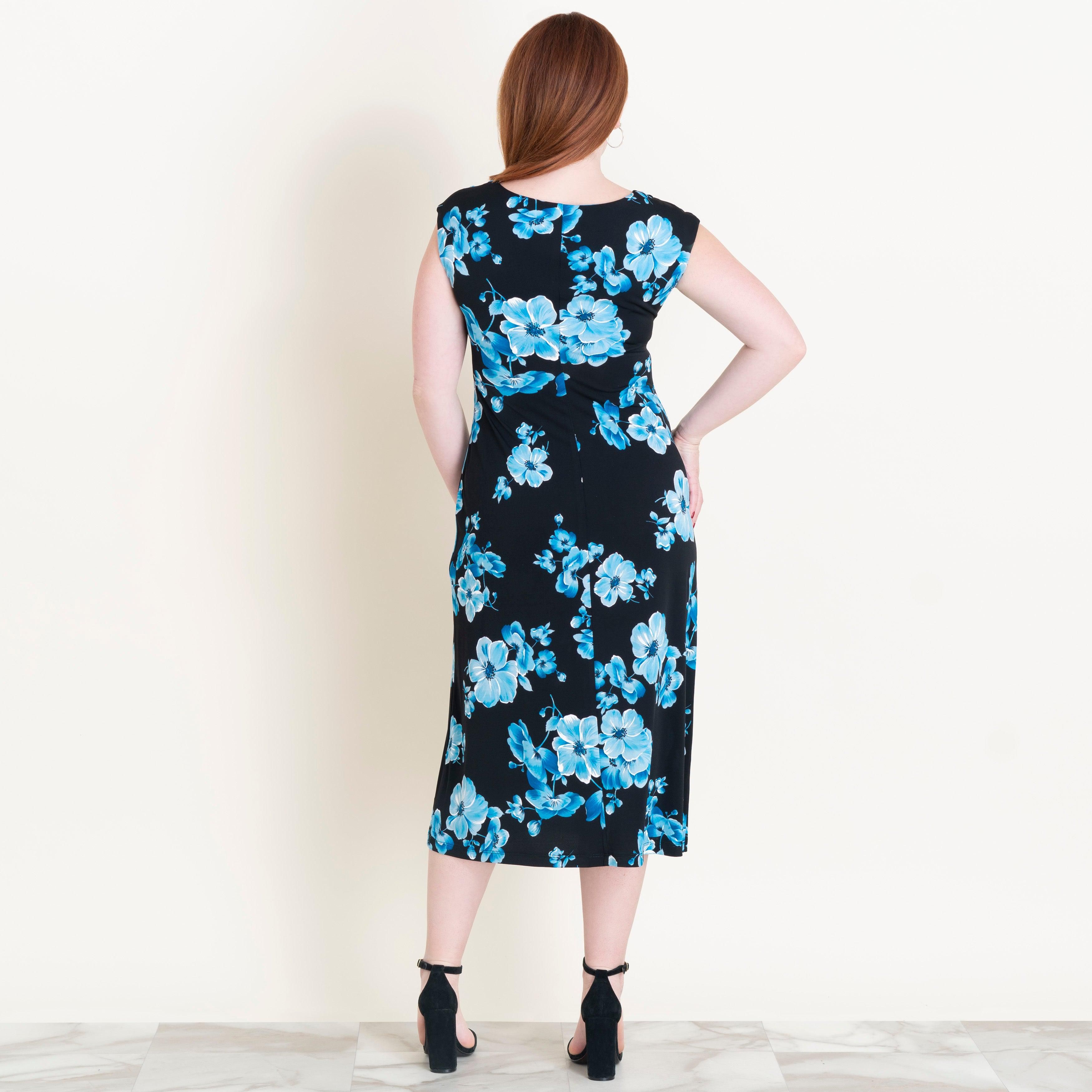 Tonya Turquoise Floral Midi Dress sold by connected apparel product image thumbnail 3