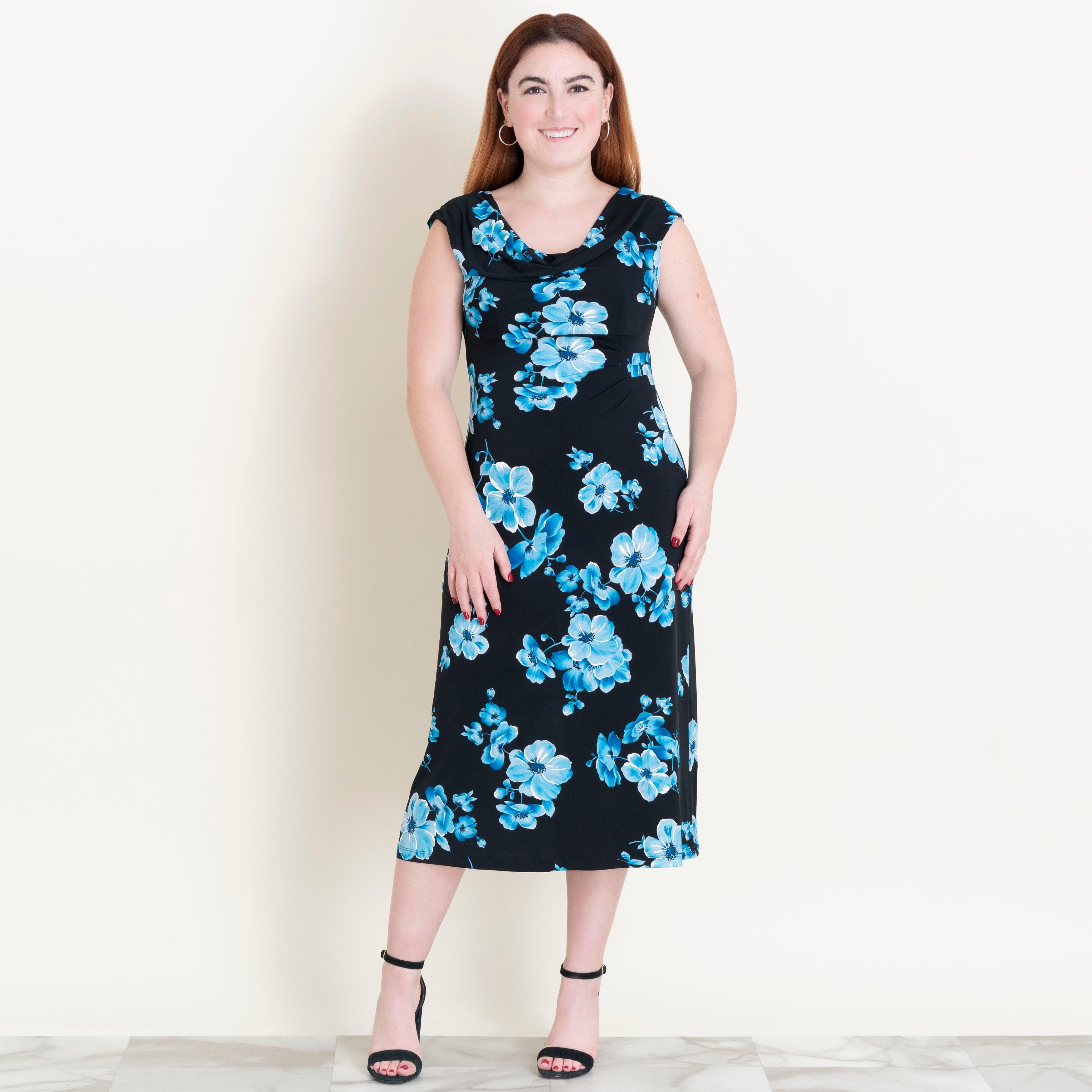 Tonya Turquoise Floral Midi Dress sold by connected apparel