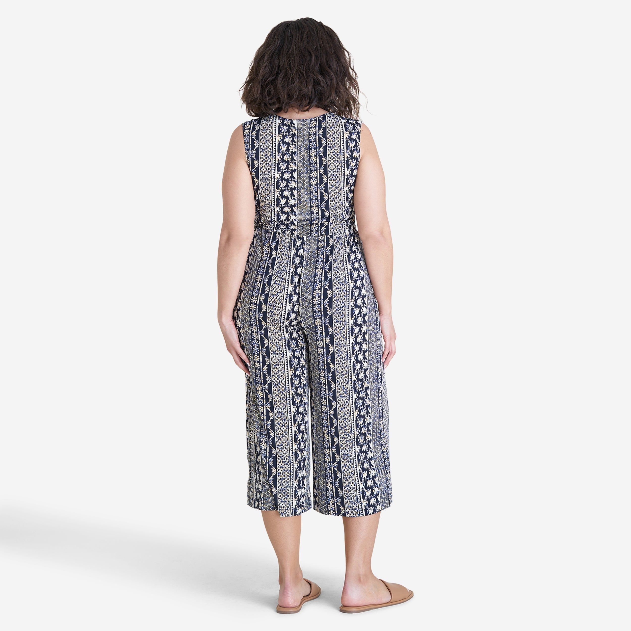 Morgan Navy and Maize Cropped Jumpsuit sold by connected apparel product image thumbnail 3