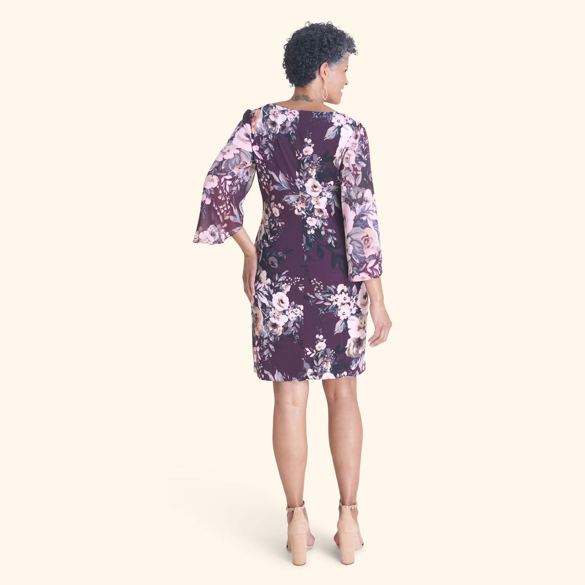 Stevie Dark Plum Floral Sheath Dress sold by connected apparel product image thumbnail 3