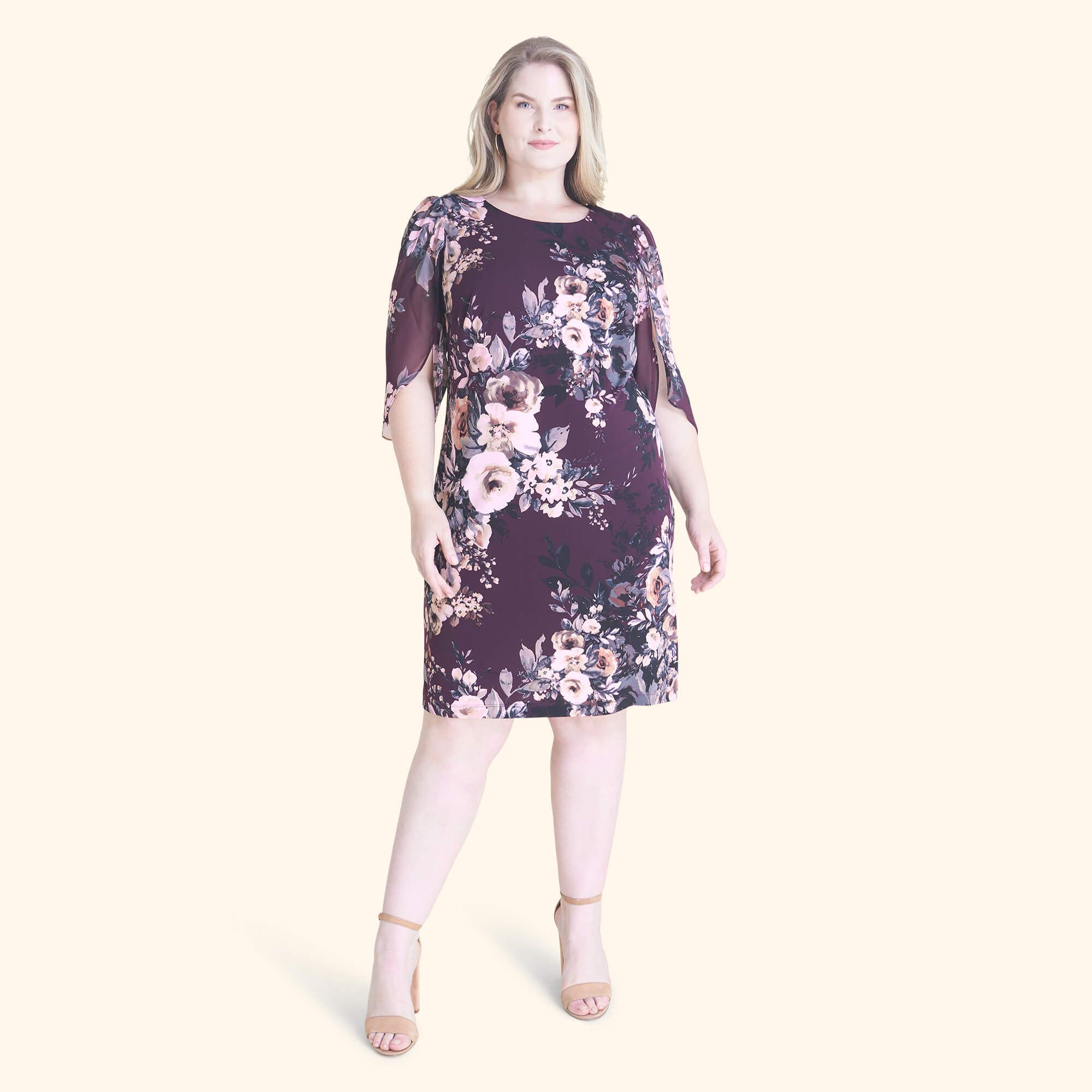 Stevie Dark Plum Floral Sheath Dress sold by connected apparel product image thumbnail 5