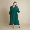 Shannon Hunter Green Maxi Wrap Dress sold by connected apparel