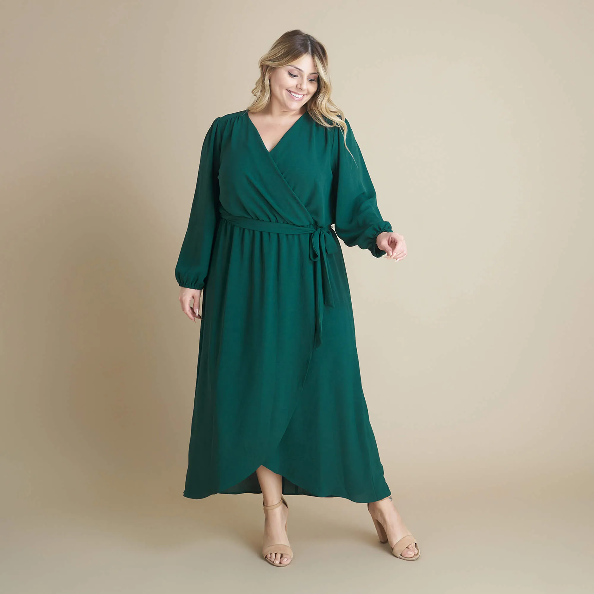 Shannon Hunter Green Maxi Wrap Dress sold by connected apparel product image thumbnail 5