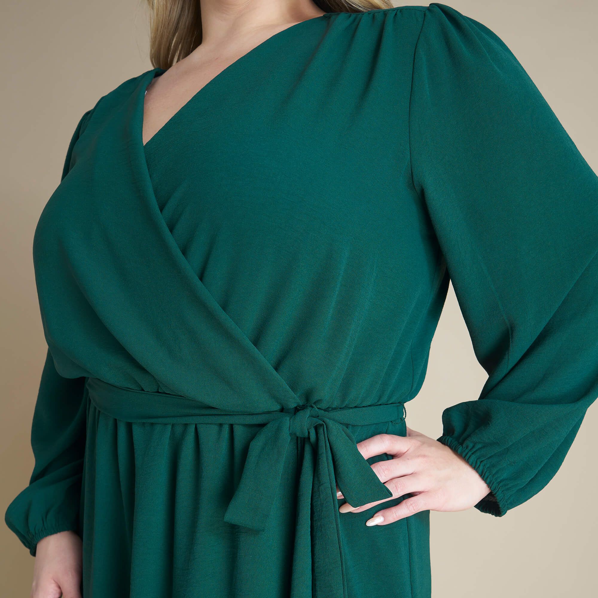 Shannon Hunter Green Midi Wrap Dress sold by connected apparel product image thumbnail 5
