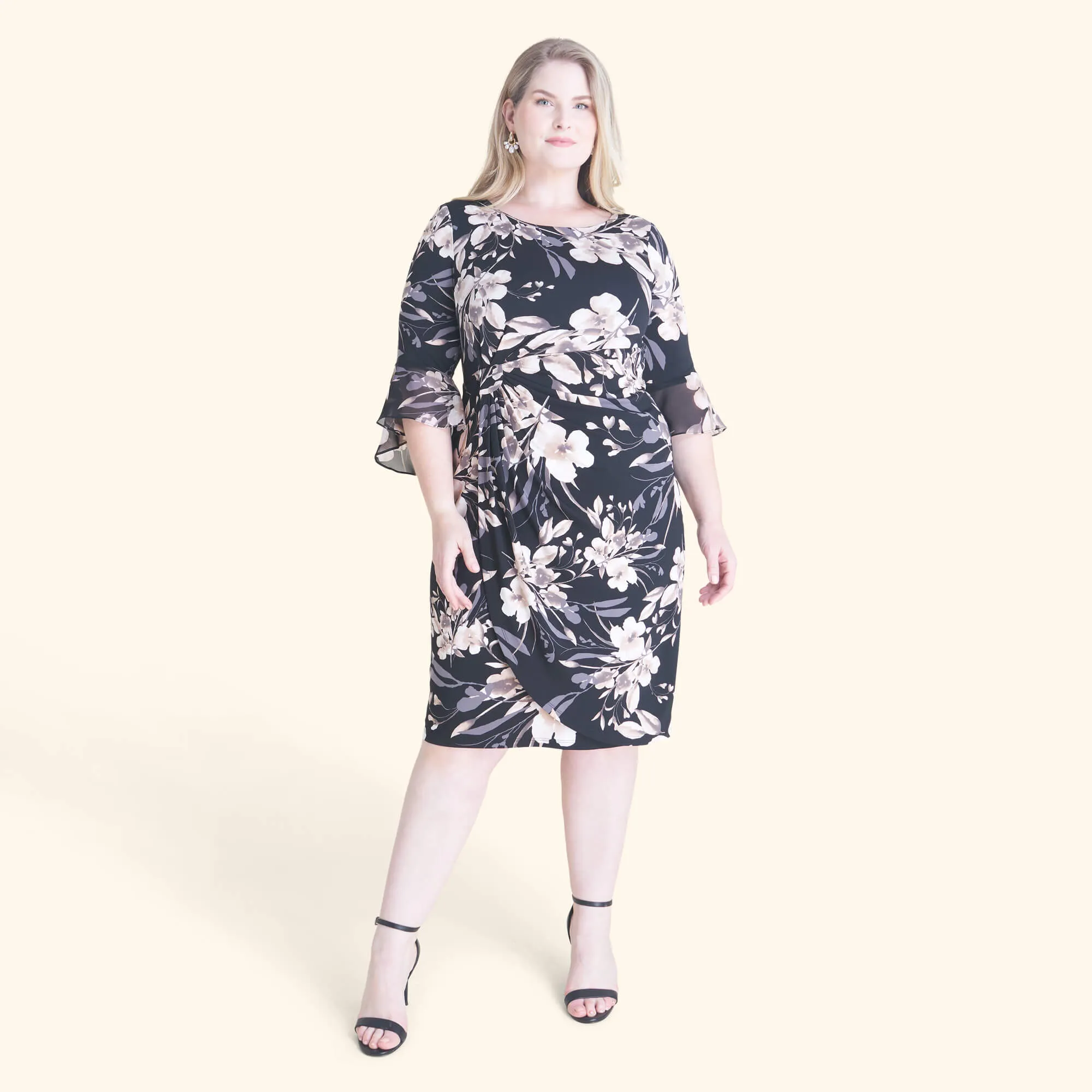 Lisa 2.0 Taupe Floral Faux Wrap Dress sold by connected apparel product image thumbnail 5