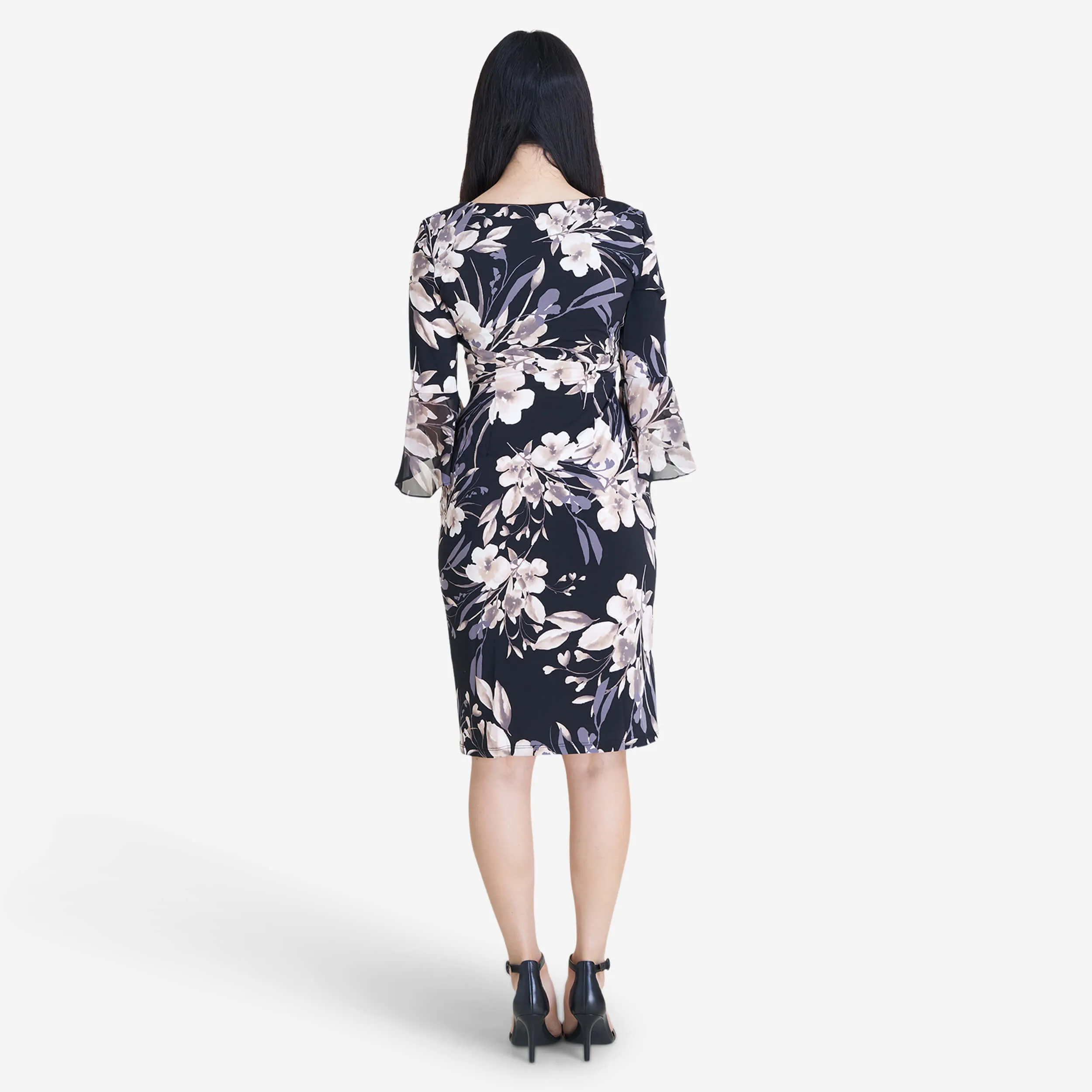 Lisa 2.0 Taupe Floral Faux Wrap Dress sold by connected apparel product image thumbnail 4