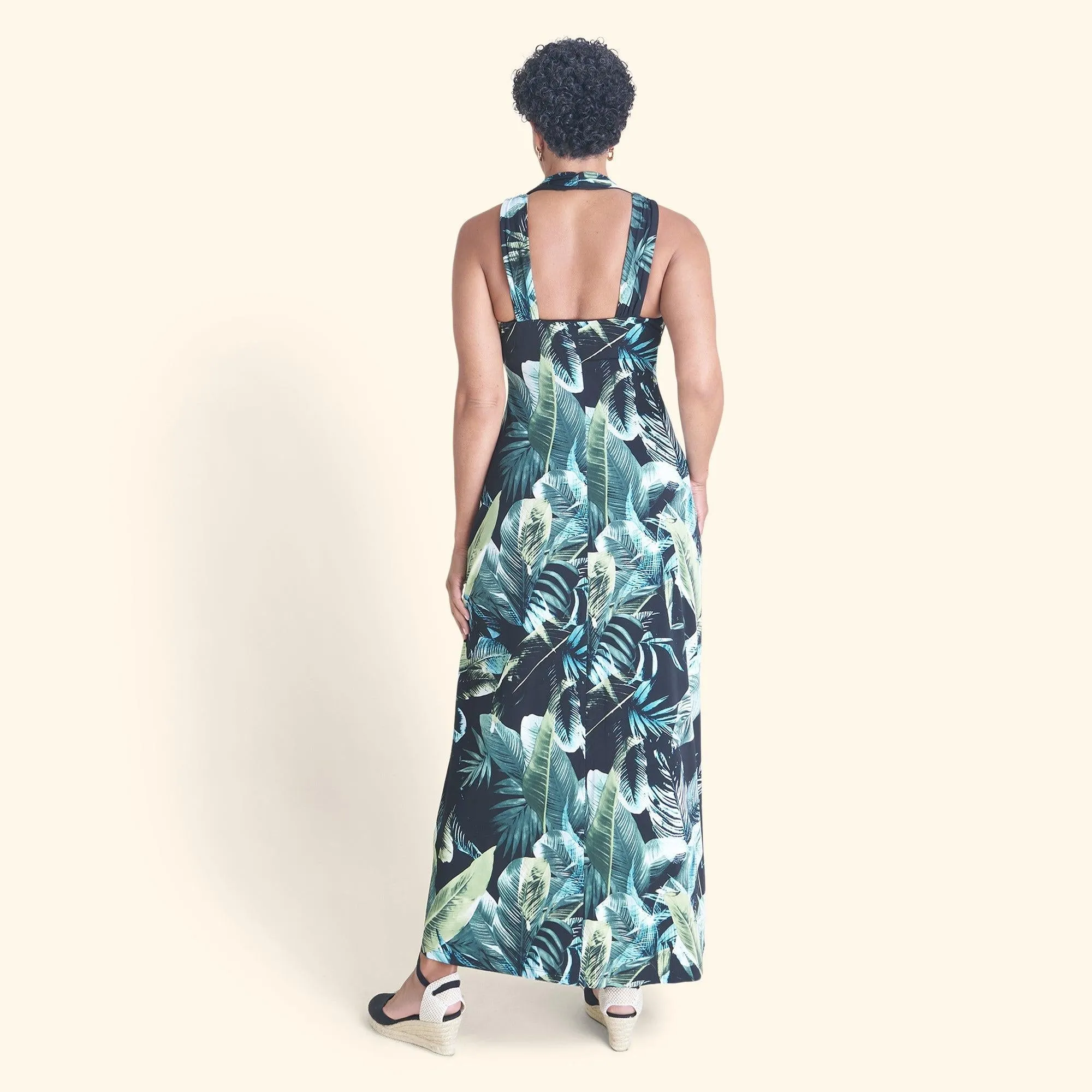 James Aqua Tropical Halter Maxi Dress sold by connected apparel product image thumbnail 3